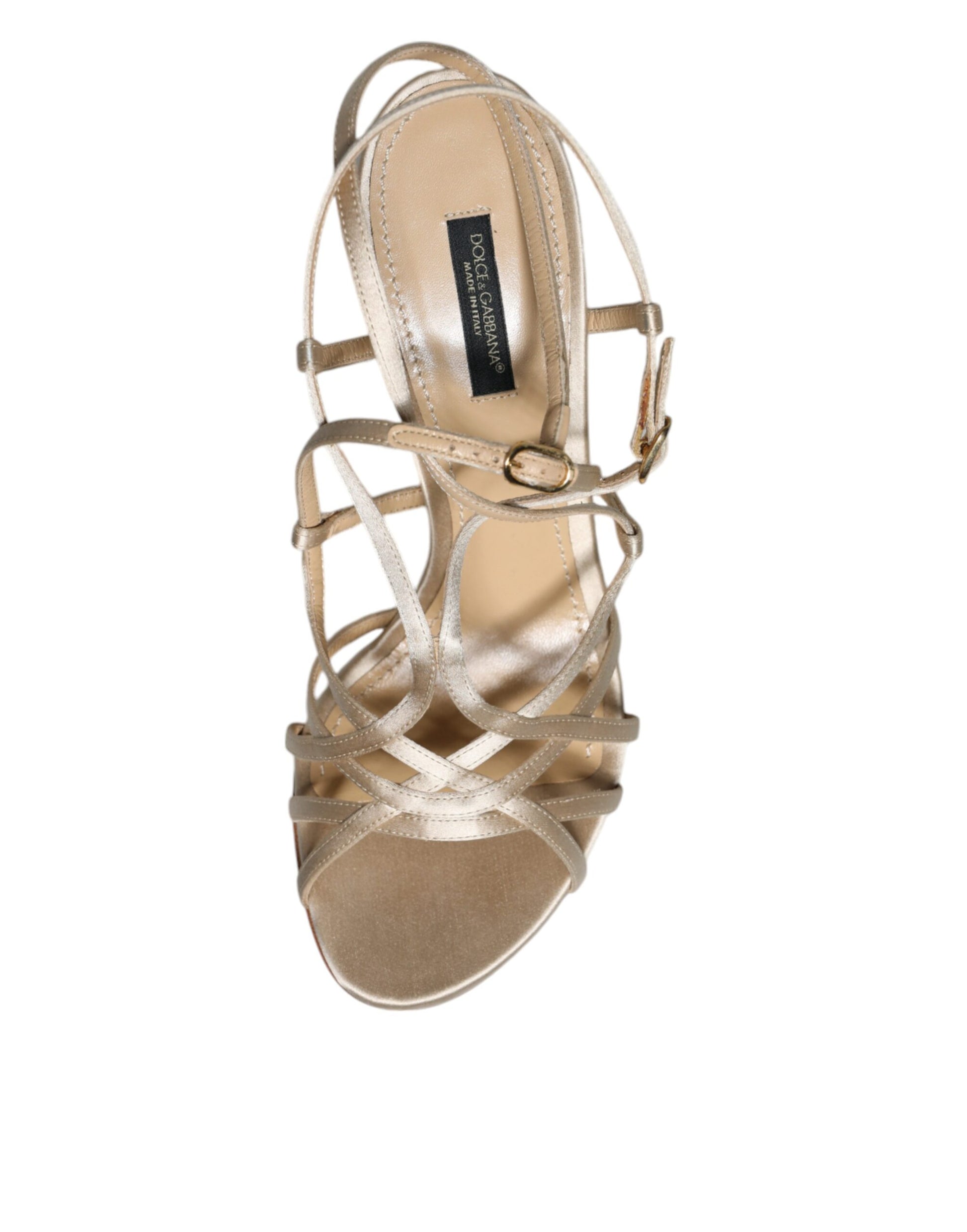 Dolce & Gabbana Beige Leather Stiletto Heels Sandals Shoes Curated Luxury Accessories by Orvyn