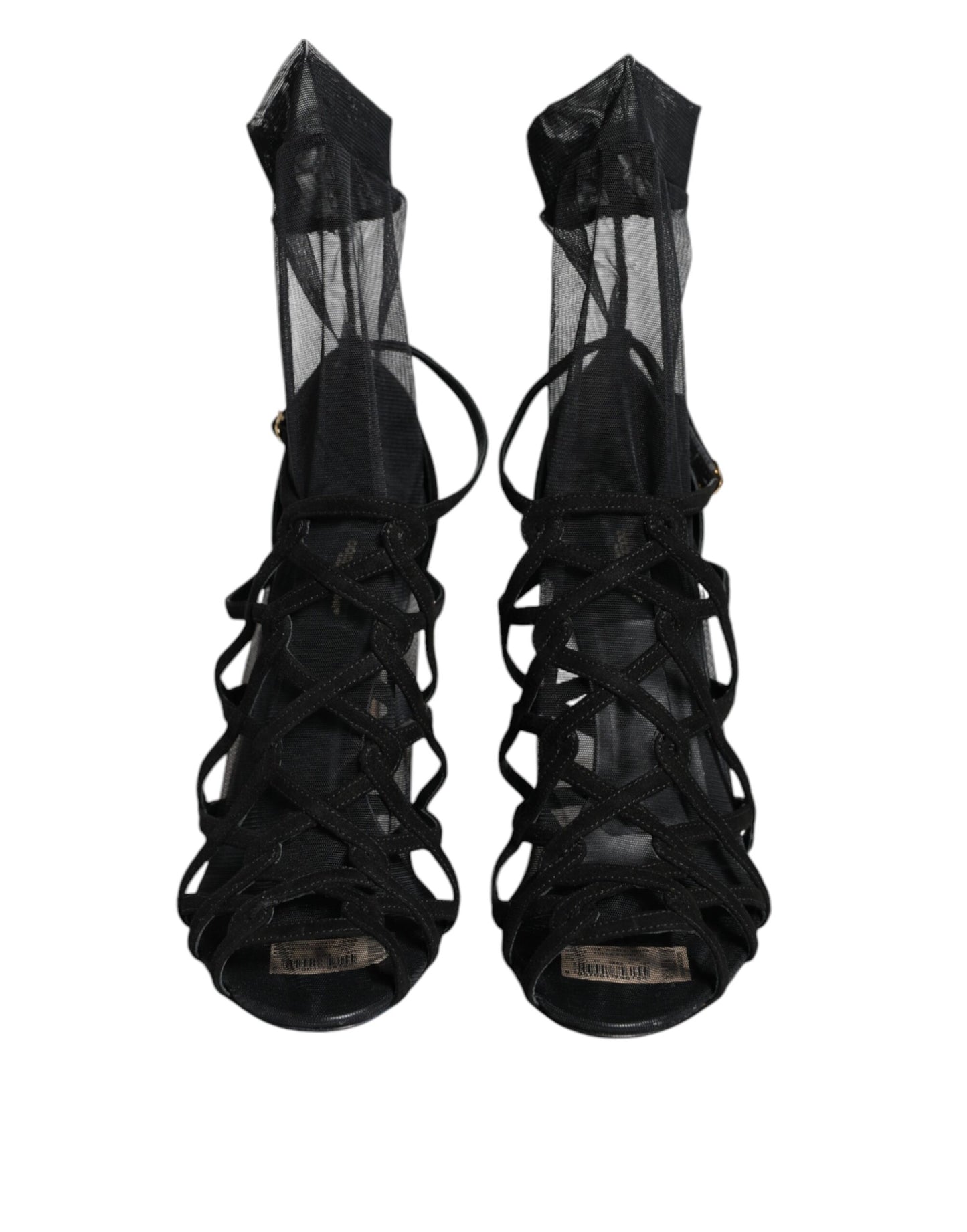Dolce & Gabbana Black Tulle Stretch Heels Sandals Shoes Curated Luxury Accessories by Orvyn