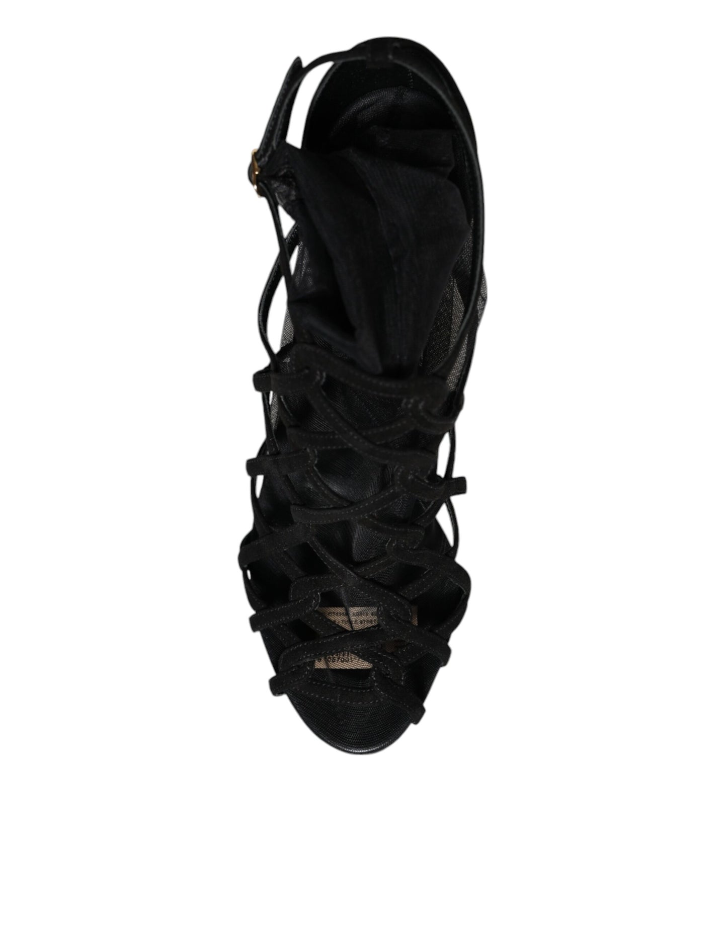 Dolce & Gabbana Black Tulle Stretch Heels Sandals Shoes Curated Luxury Accessories by Orvyn