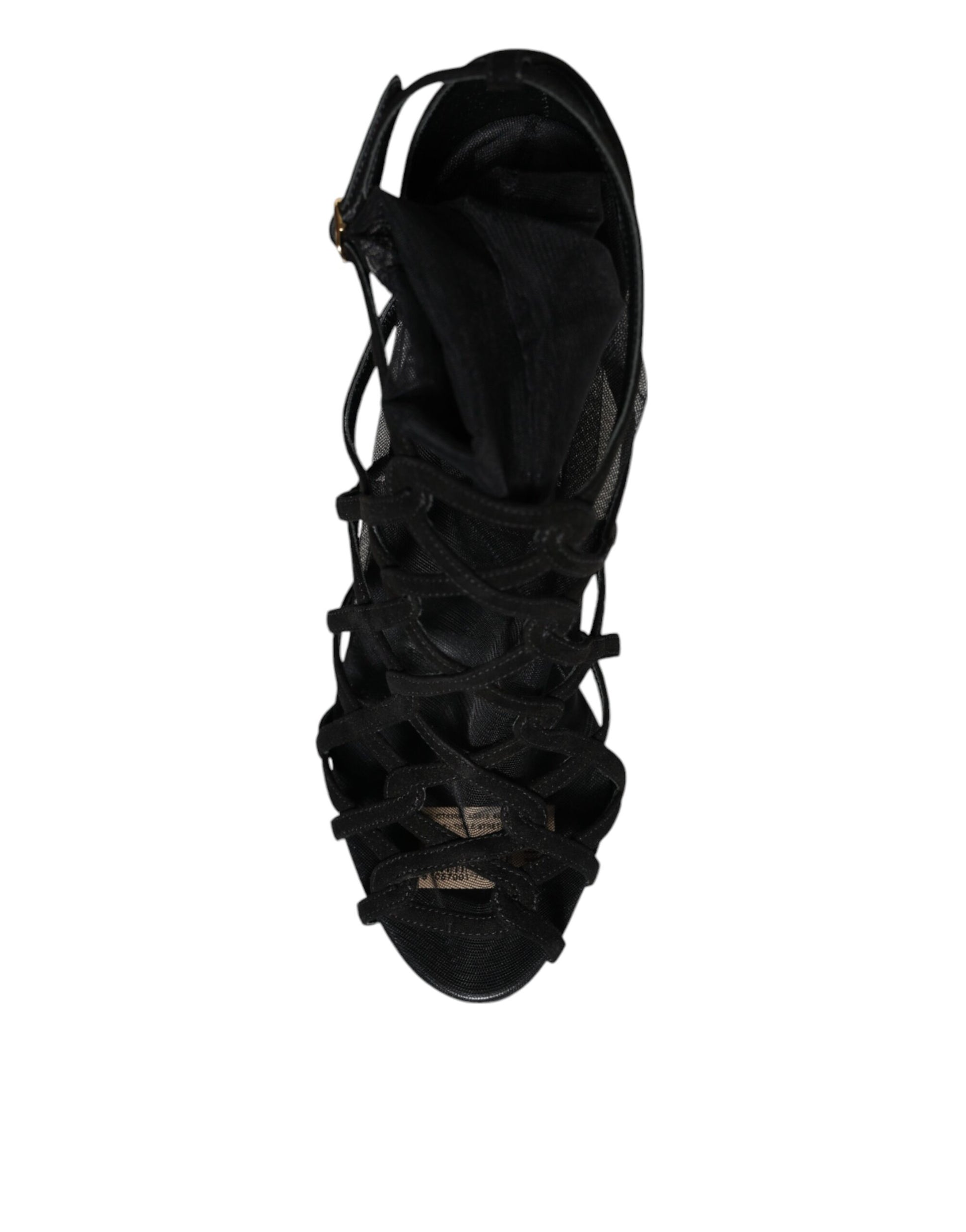 Dolce & Gabbana Black Tulle Stretch Heels Sandals Shoes Curated Luxury Accessories by Orvyn