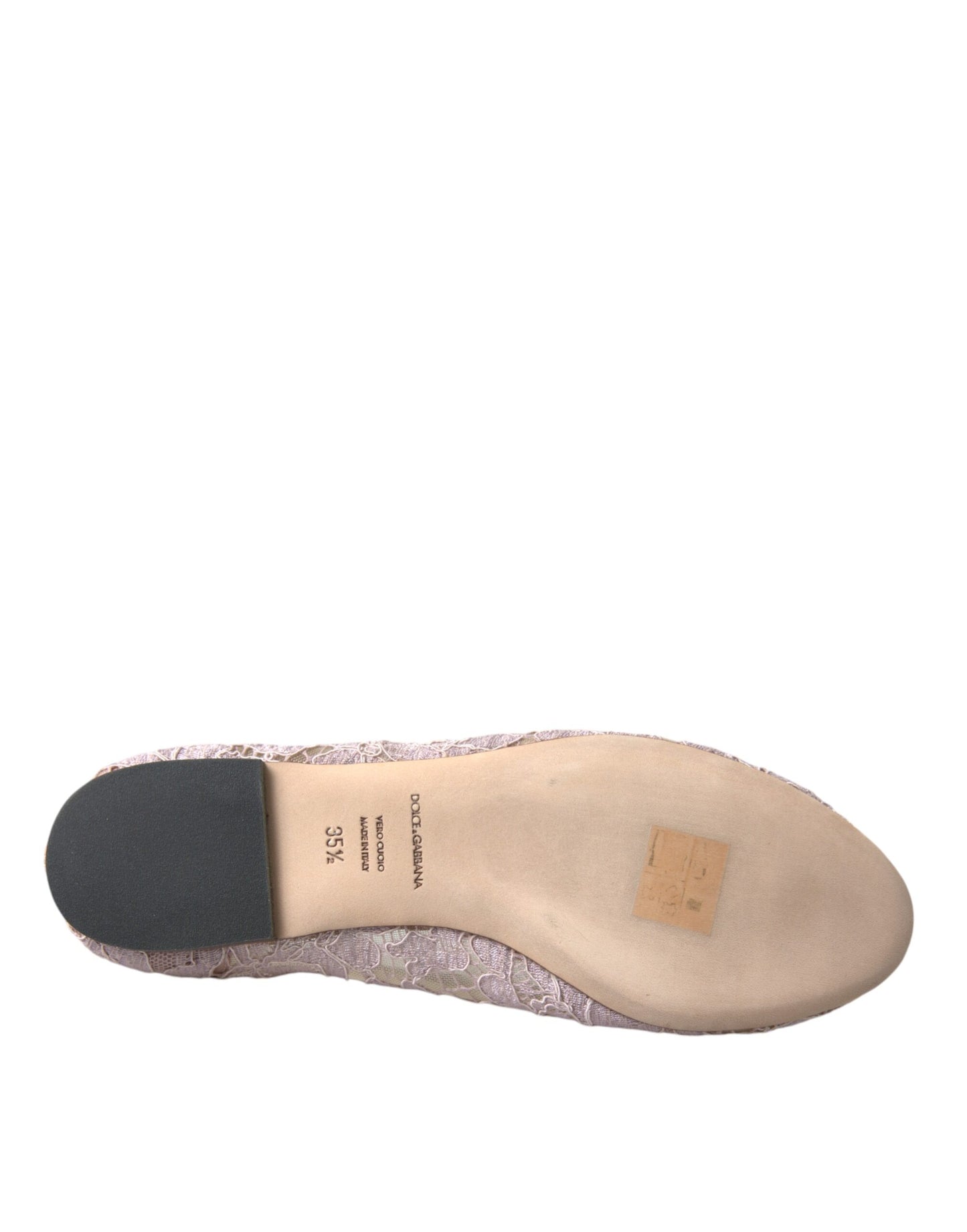 Dolce & Gabbana Pink Lace Crystal Ballet Flats Loafers Shoes Curated Luxury Accessories by Orvyn