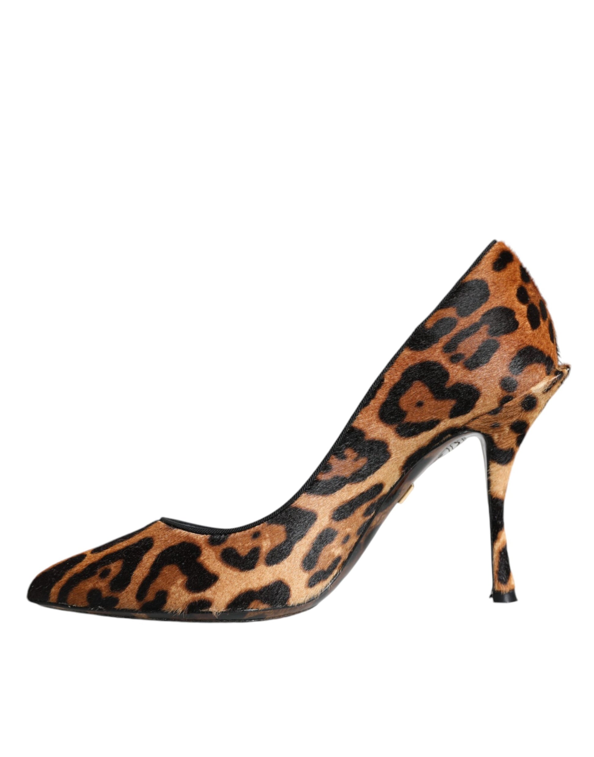 Dolce & Gabbana Brown Leopard Calf Hair Heels Pumps Shoes Curated Luxury Accessories by Orvyn