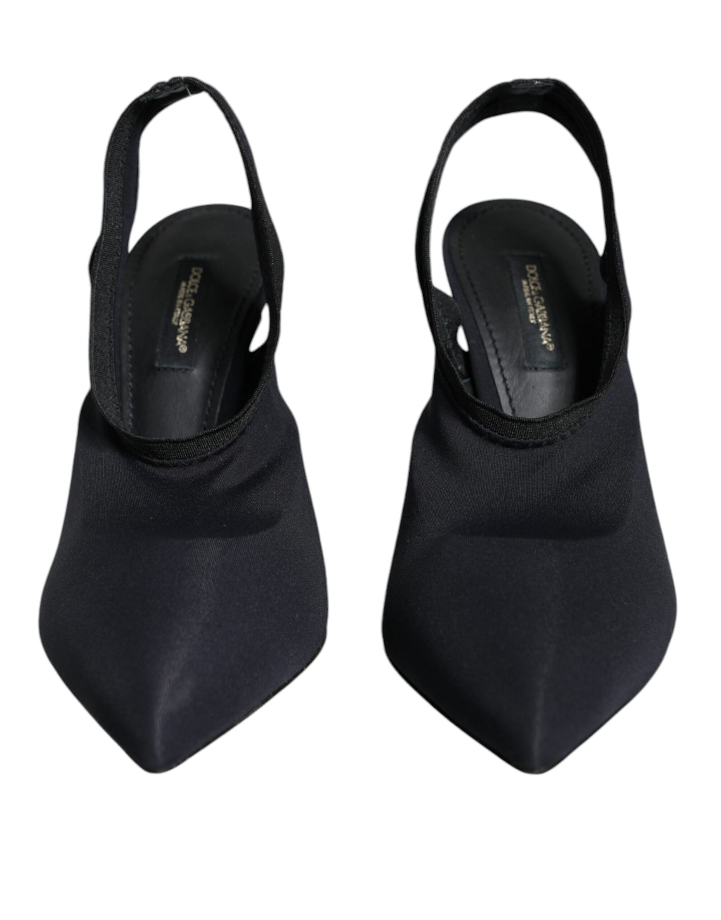 Dolce & Gabbana Black Jersey Stretch Heels Slingback Shoes Curated Luxury Accessories by Orvyn
