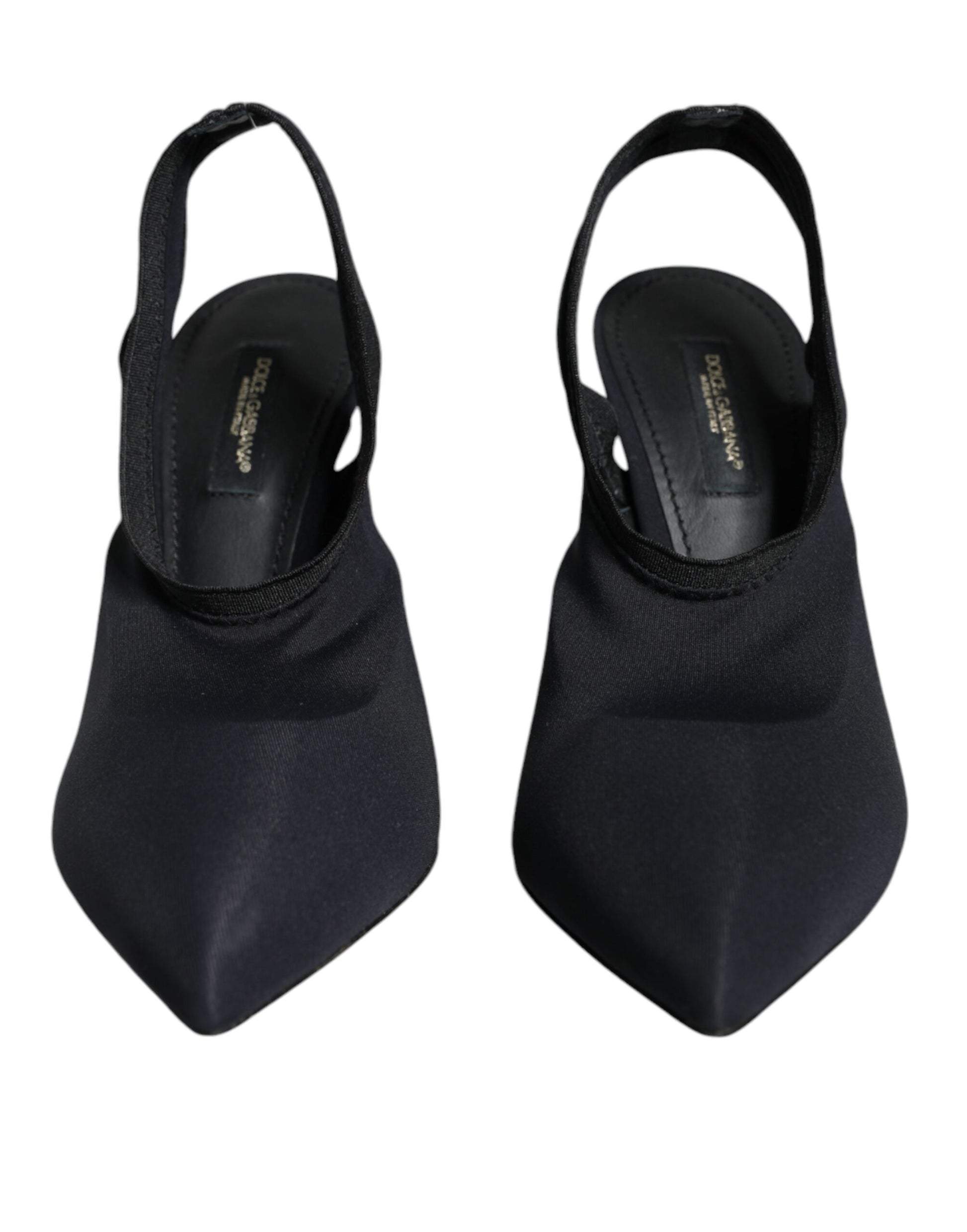 Dolce & Gabbana Black Jersey Stretch Heels Slingback Shoes Curated Luxury Accessories by Orvyn