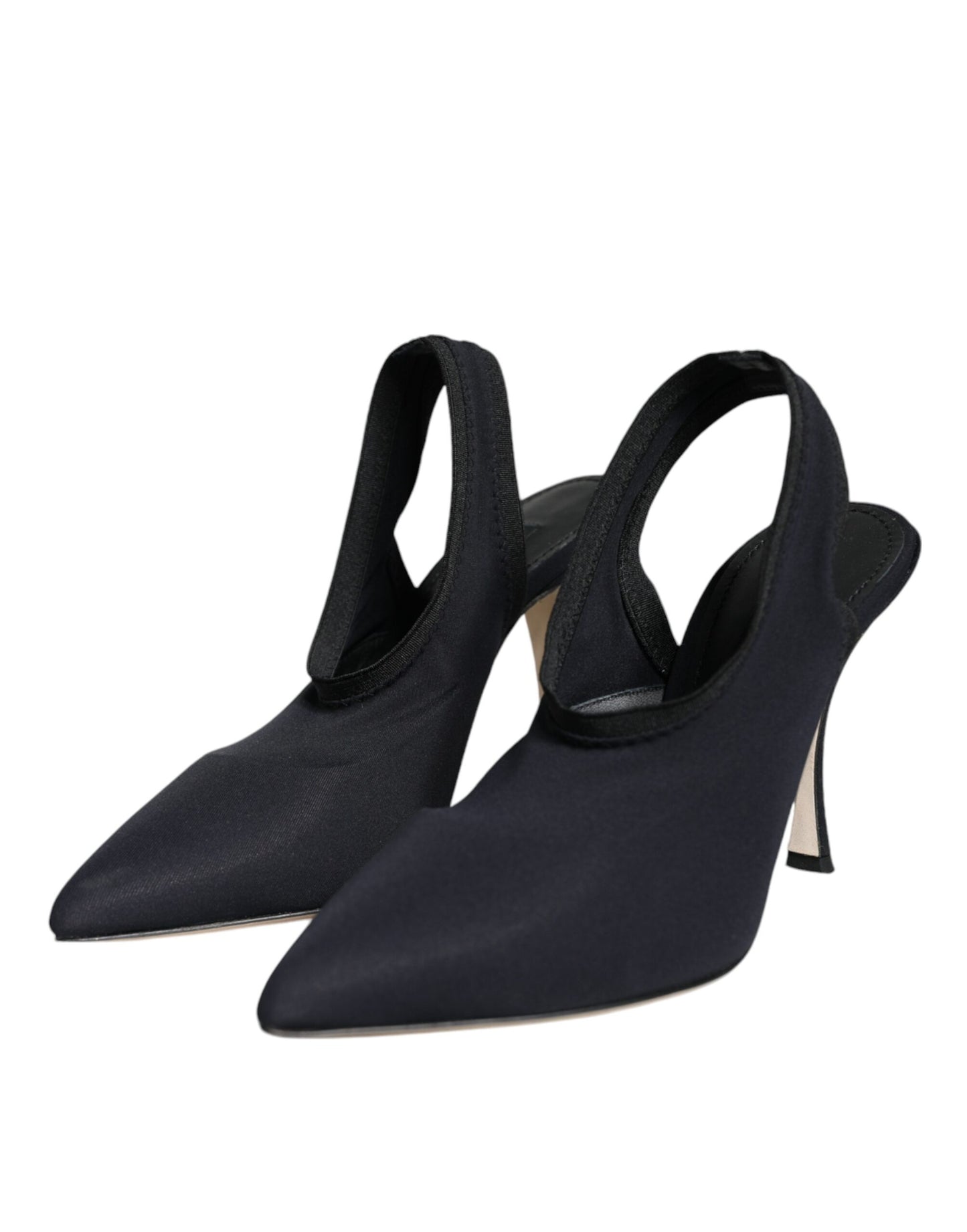 Dolce & Gabbana Black Jersey Stretch Heels Slingback Shoes Curated Luxury Accessories by Orvyn
