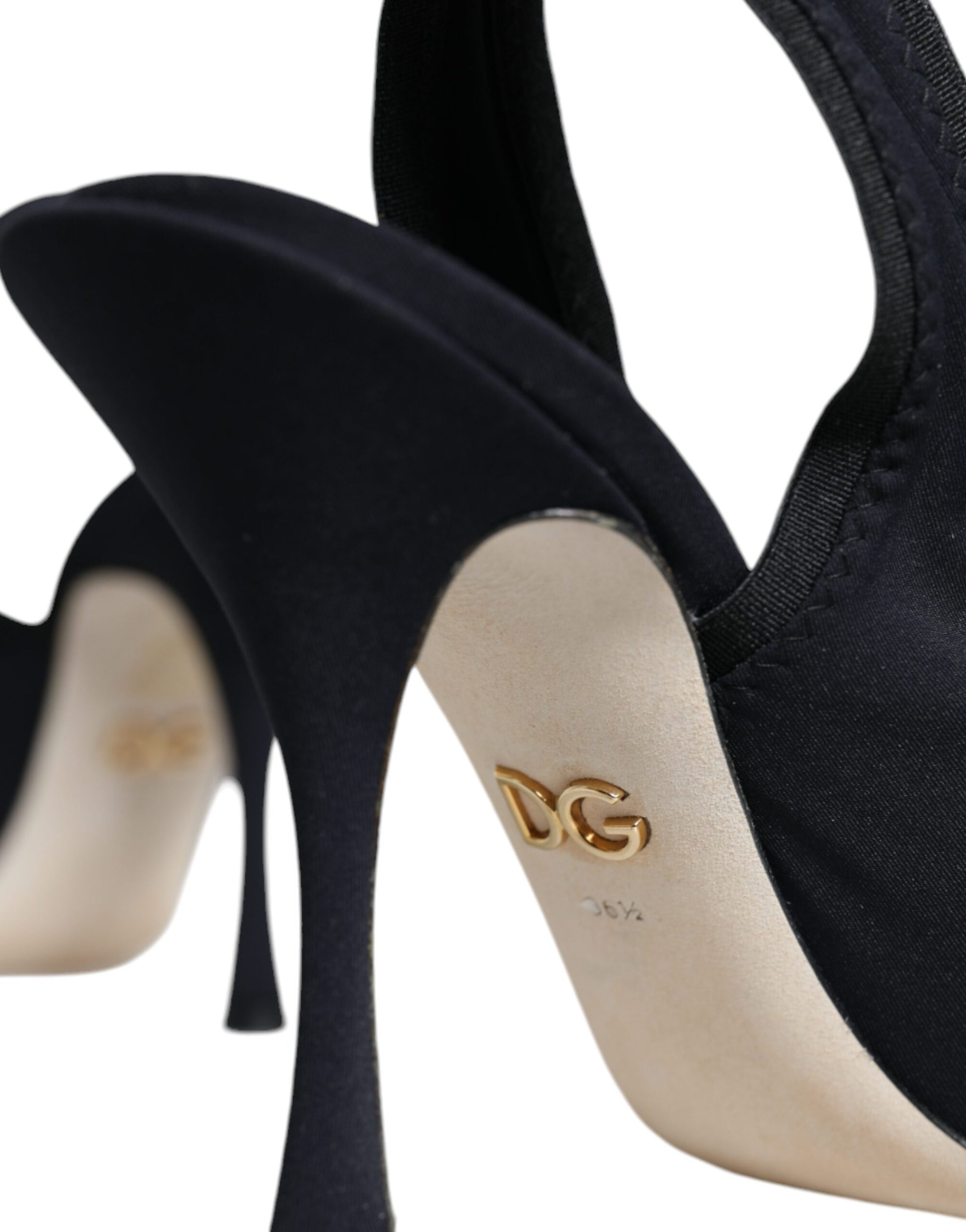 Dolce & Gabbana Black Jersey Stretch Heels Slingback Shoes Curated Luxury Accessories by Orvyn