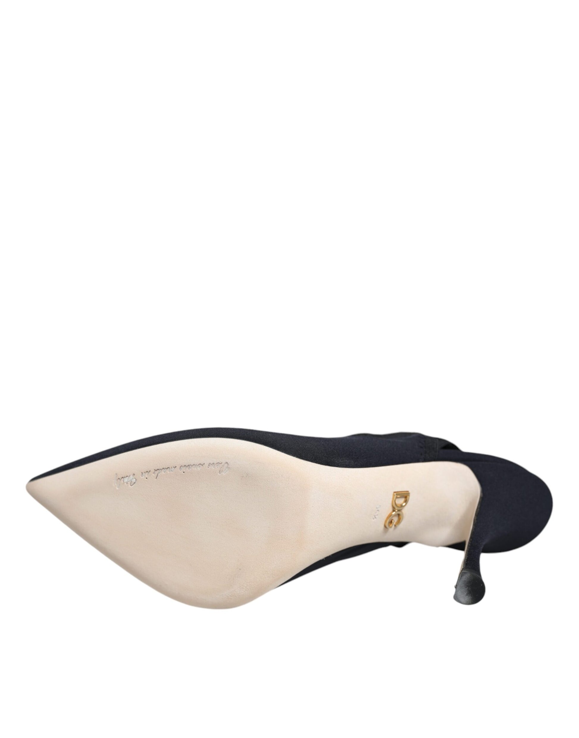 Dolce & Gabbana Black Jersey Stretch Heels Slingback Shoes Curated Luxury Accessories by Orvyn