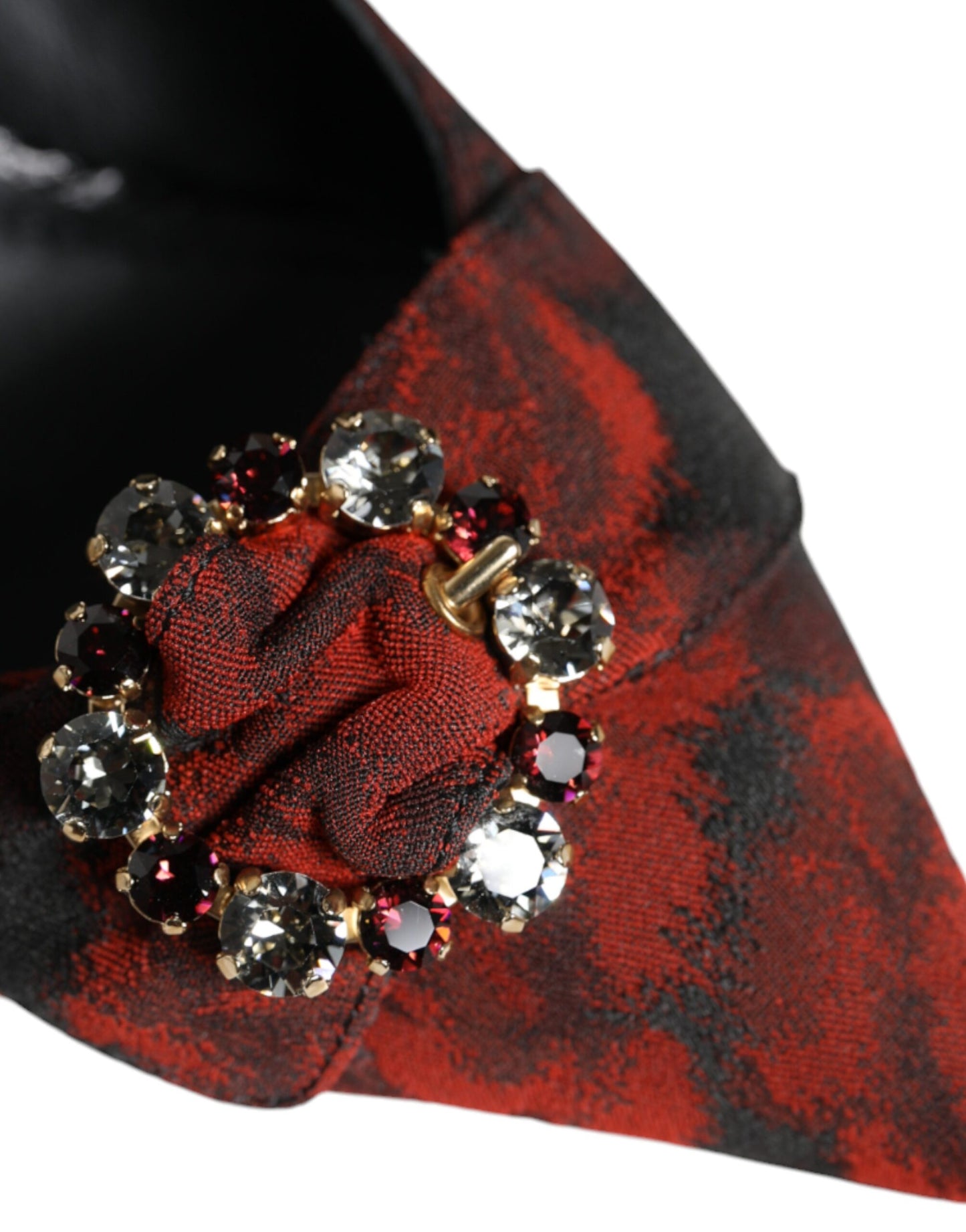 Dolce & Gabbana Black Red Floral Crystal Heel Slingback Shoes Curated Luxury Accessories by Orvyn