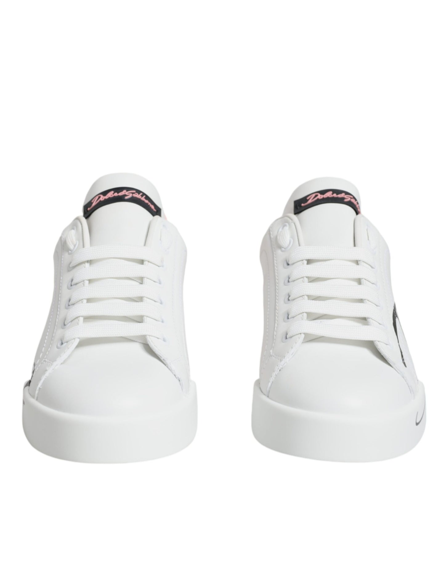 Dolce & Gabbana White Pink Portofino Low Top Sneakers Shoes Curated Luxury Accessories by Orvyn
