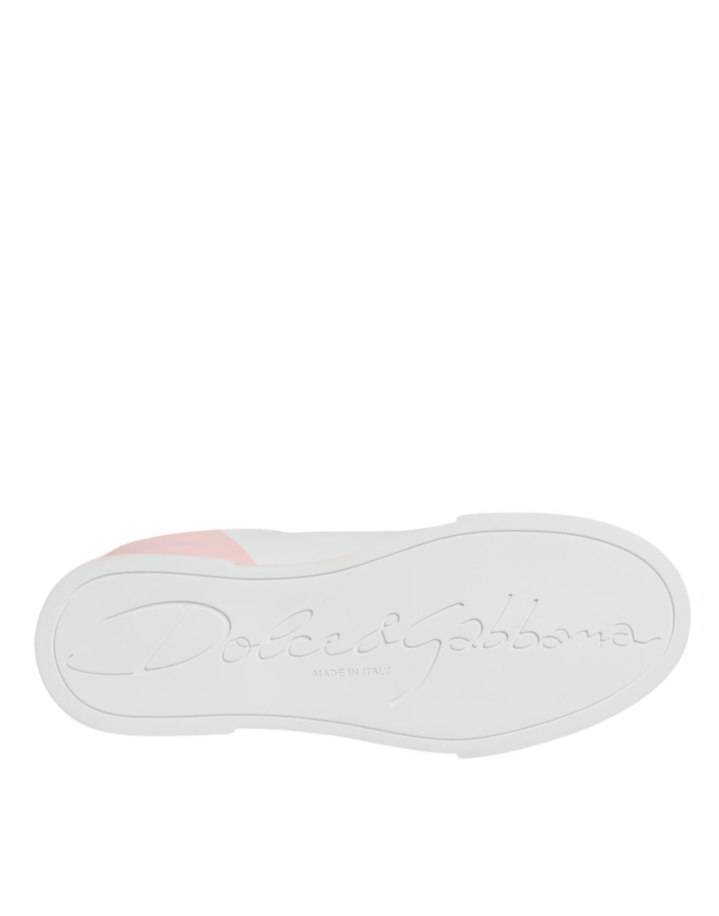 Dolce & Gabbana White Pink Portofino Low Top Sneakers Shoes Curated Luxury Accessories by Orvyn