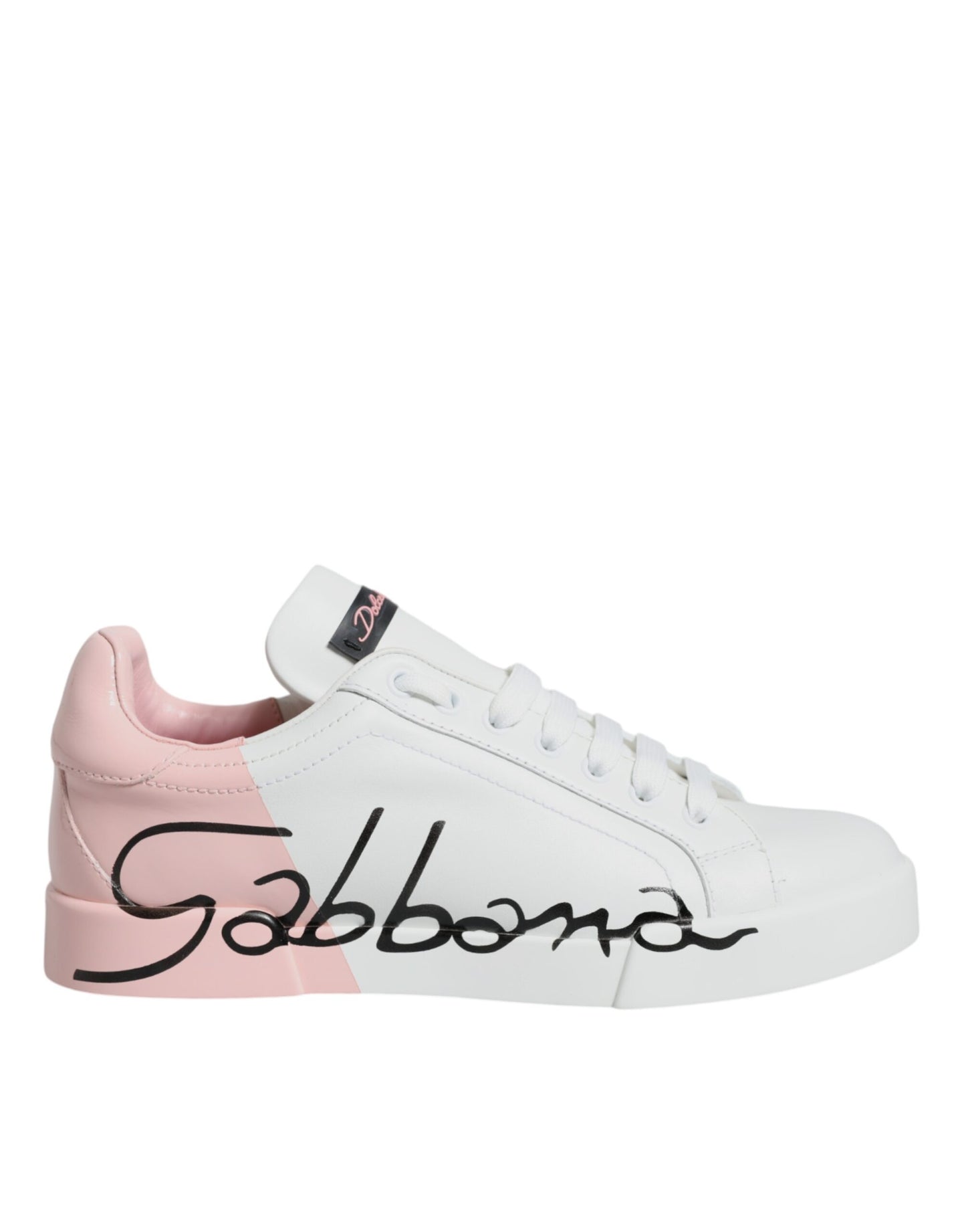 Dolce & Gabbana White Pink Portofino Low Top Sneakers Shoes Curated Luxury Accessories by Orvyn