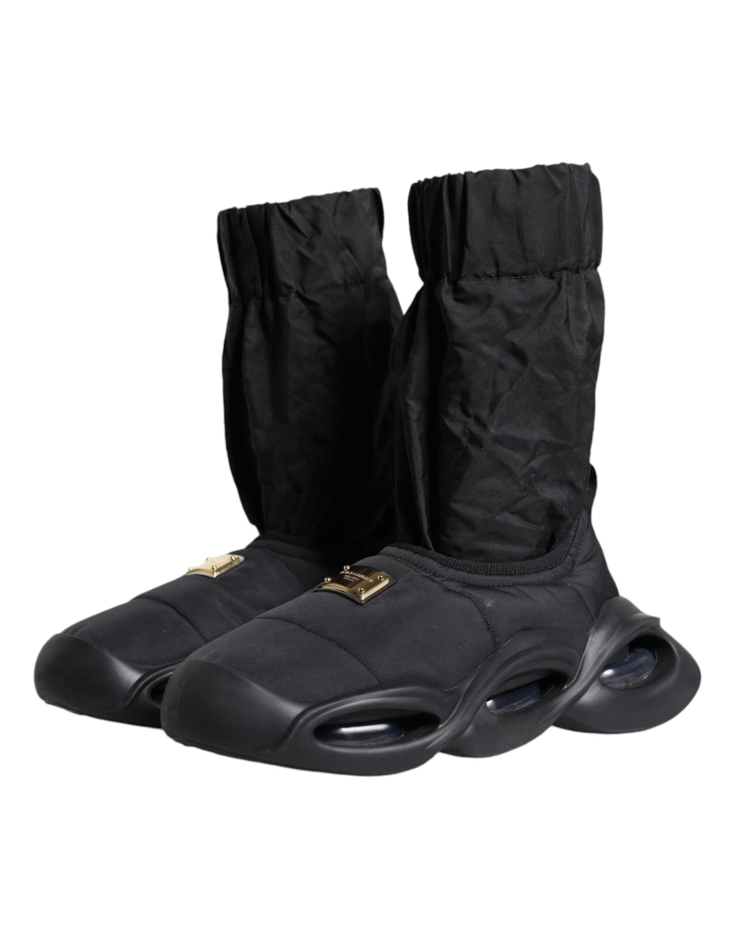 Dolce & Gabbana Black Slip On Wave Socks Sneakers Shoes Curated Luxury Accessories by Orvyn