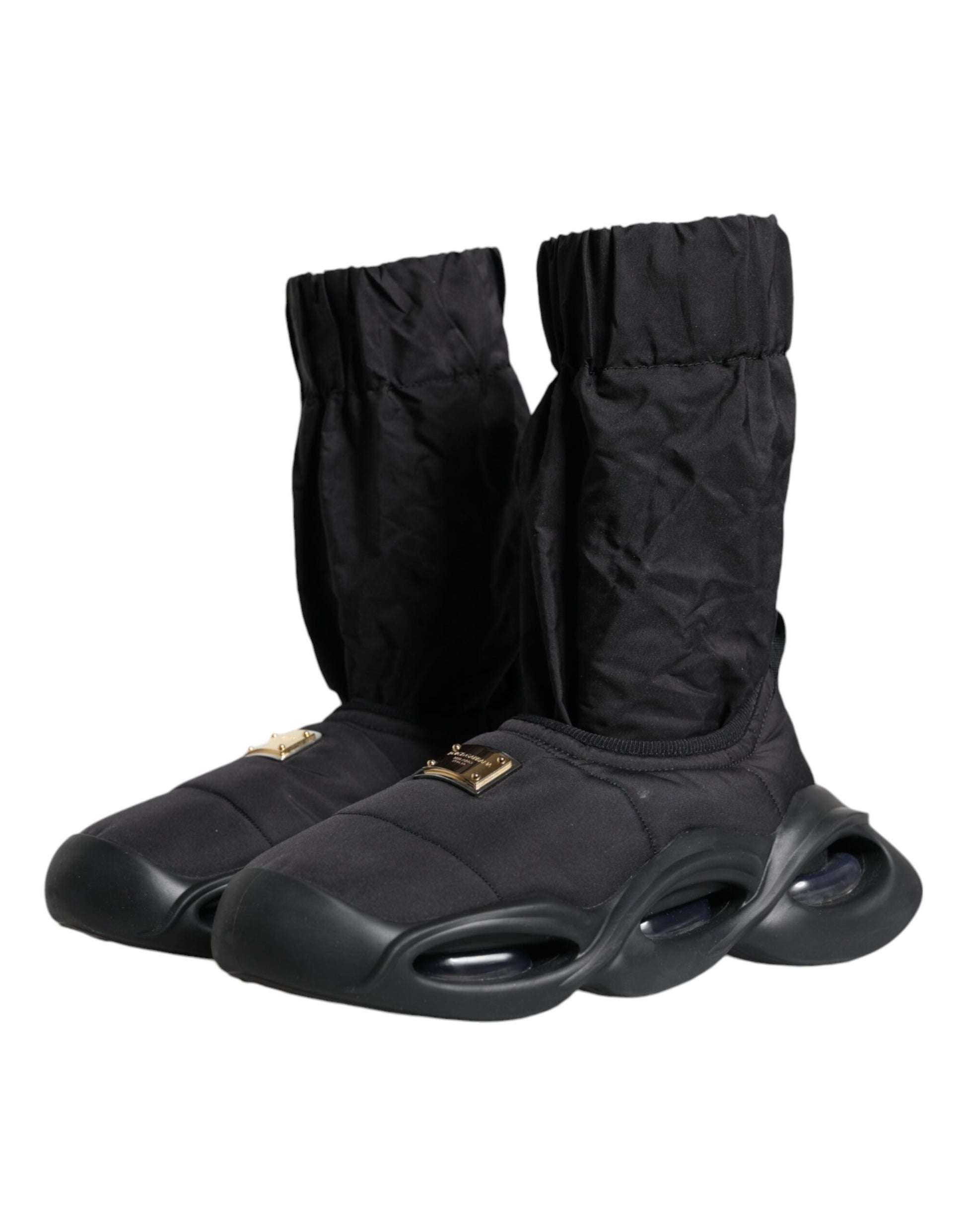 Dolce & Gabbana Black Slip On Wave Socks Sneakers Shoes Curated Luxury Accessories by Orvyn