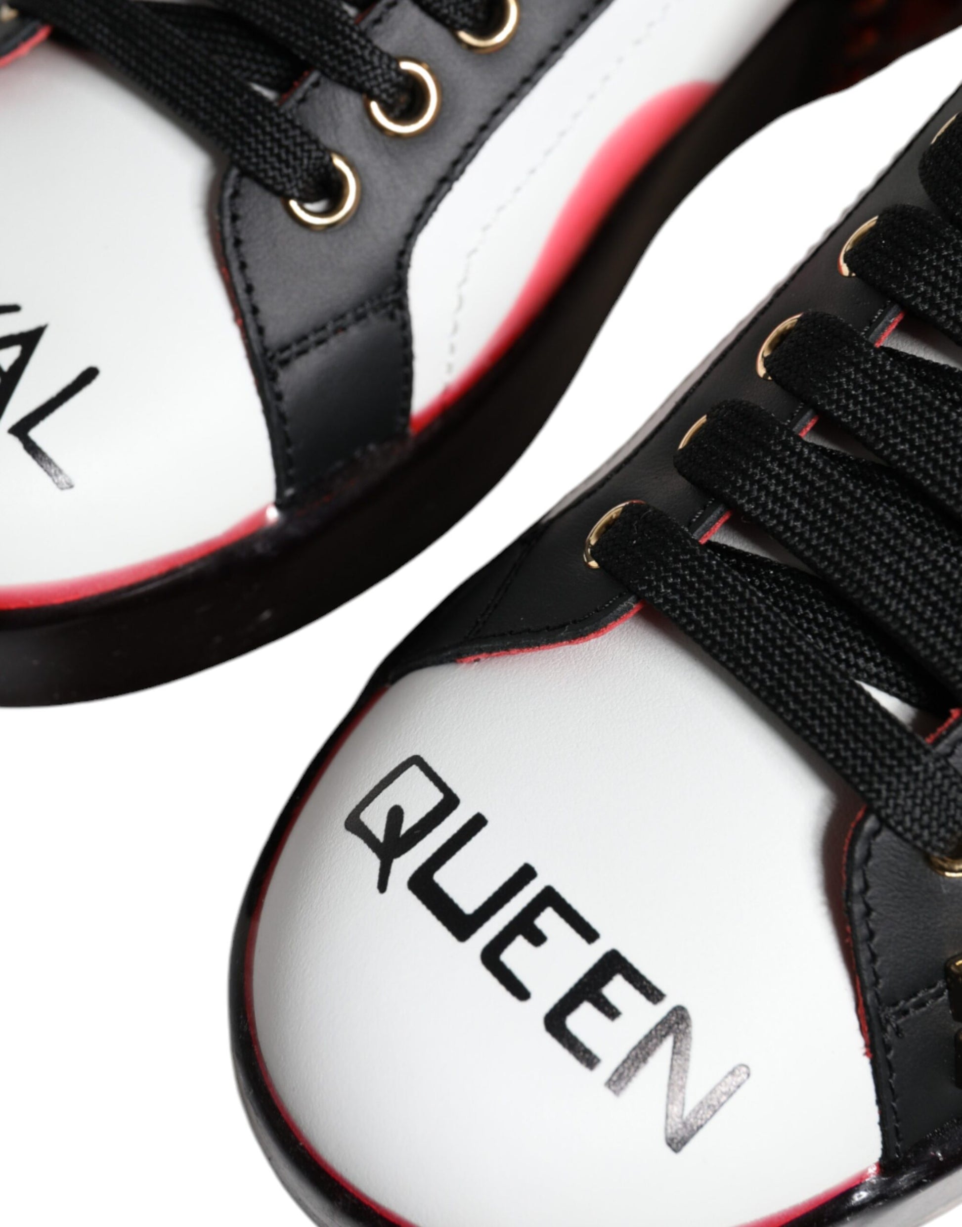 Dolce & Gabbana White Red Crystals Leather Portofino Sneakers Shoes Curated Luxury Accessories by Orvyn