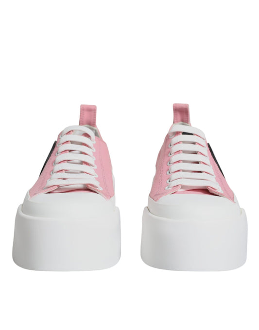 Dolce & Gabbana Pink White Canvas Logo Low Top Sneakers Shoes Curated Luxury Accessories by Orvyn