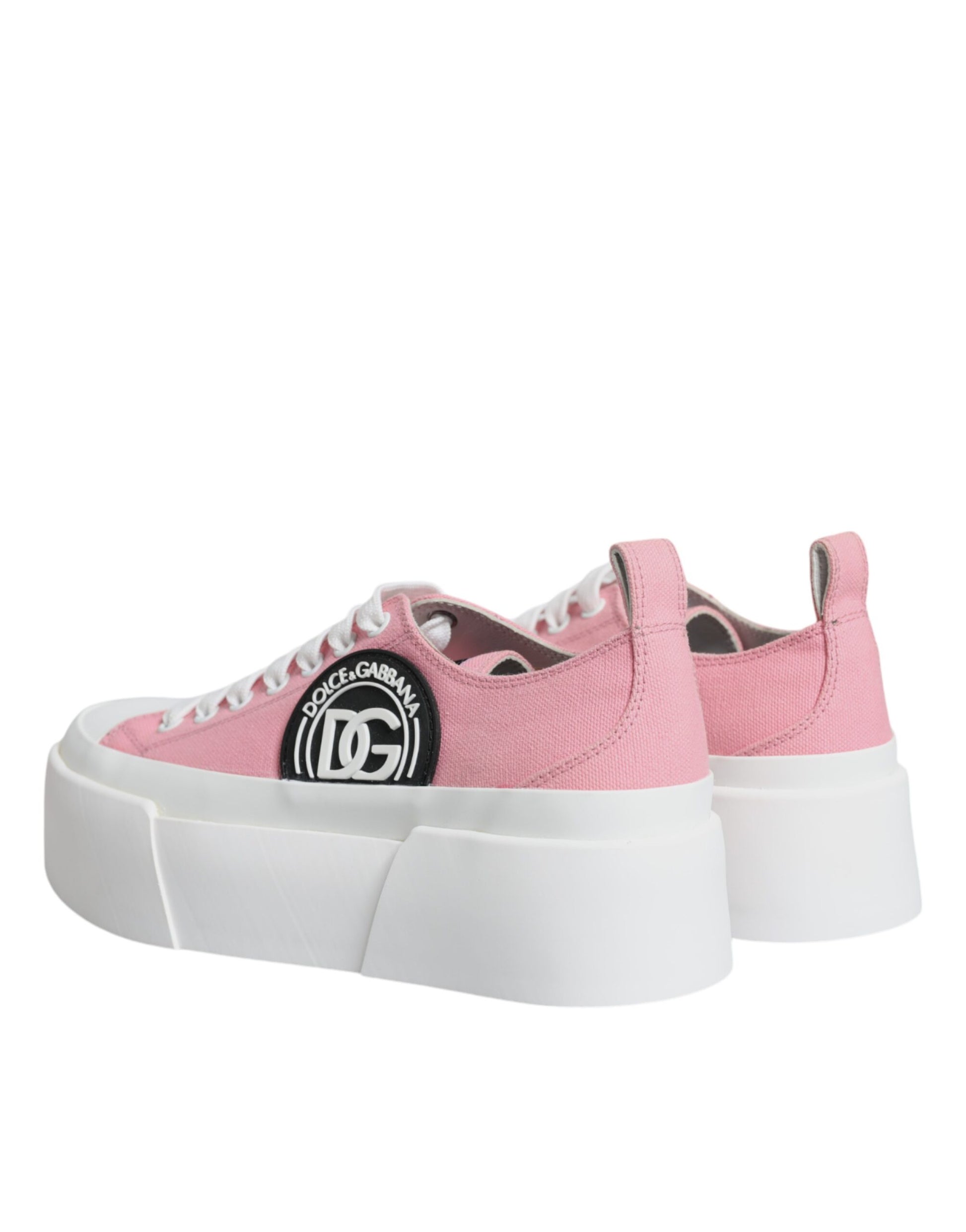 Dolce & Gabbana Pink White Canvas Logo Low Top Sneakers Shoes Curated Luxury Accessories by Orvyn