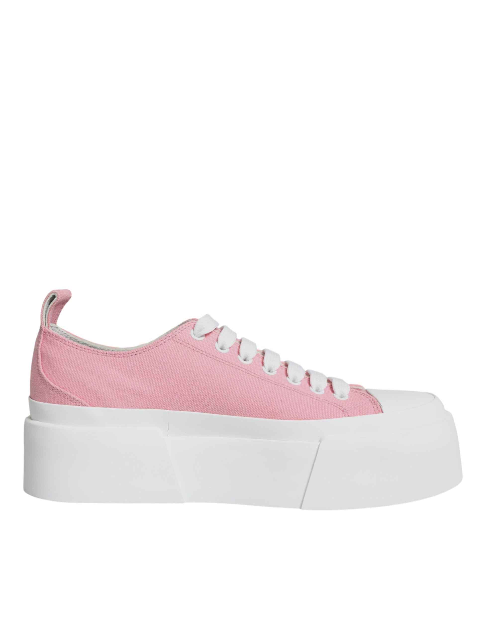 Dolce & Gabbana Pink White Canvas Logo Low Top Sneakers Shoes Curated Luxury Accessories by Orvyn