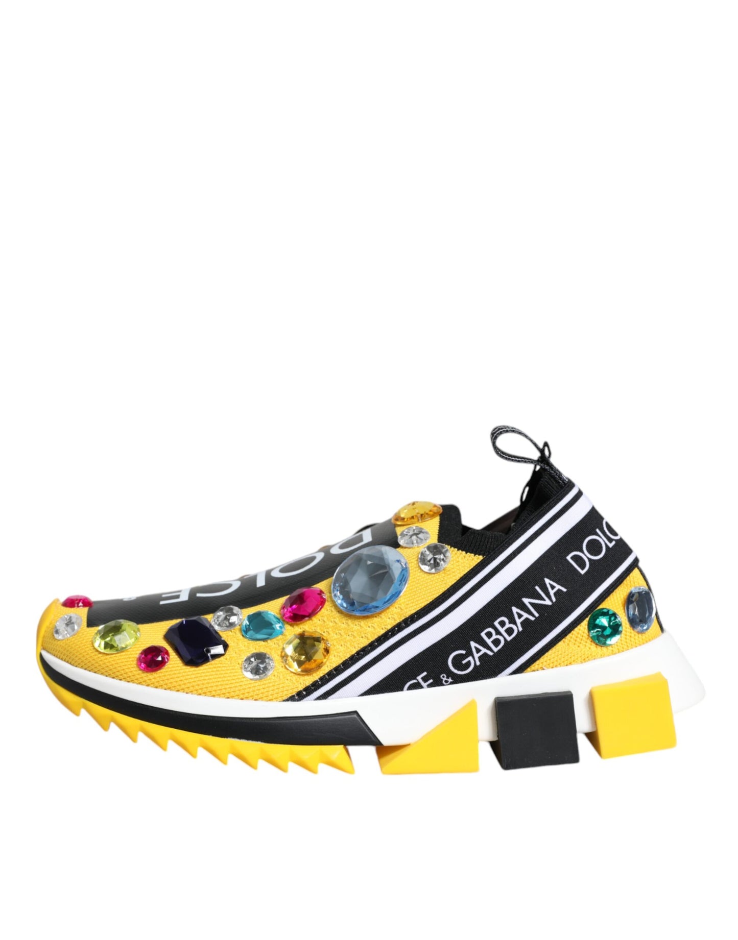 Dolce & Gabbana Yellow Sorrento Crystals Low Top Sneakers Shoes Curated Luxury Accessories by Orvyn