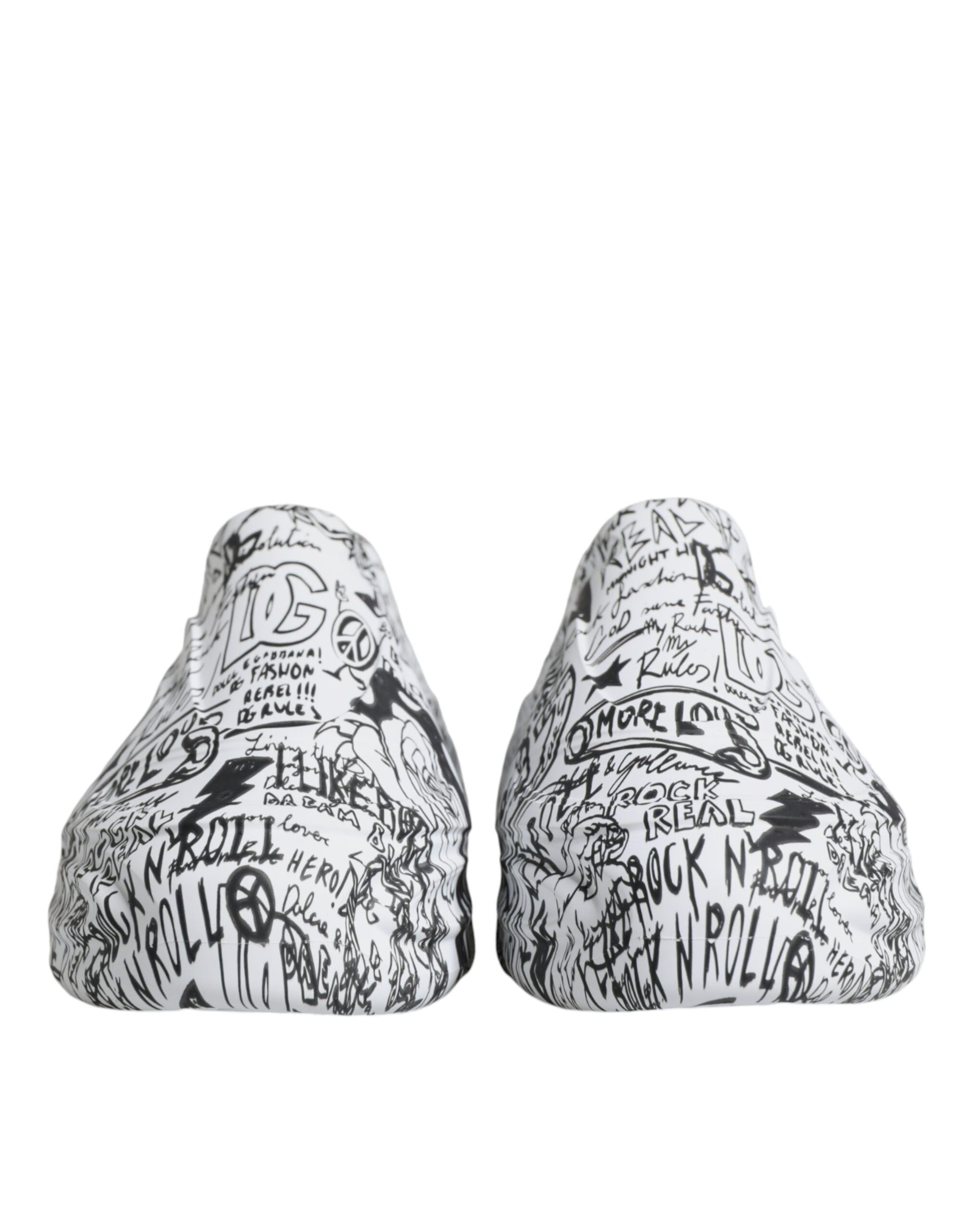 Dolce & Gabbana White Black Graffiti Daymaster Sneakers Shoes Curated Luxury Accessories by Orvyn