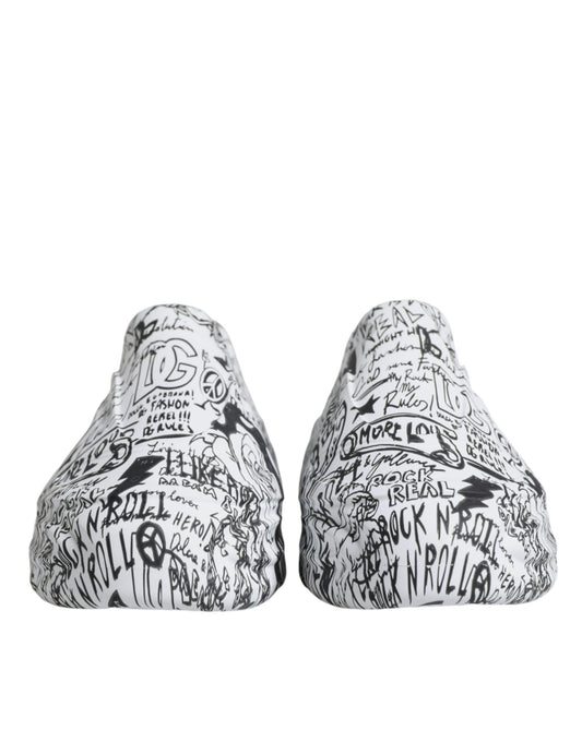 Dolce & Gabbana White Black Graffiti Daymaster Sneakers Shoes Curated Luxury Accessories by Orvyn