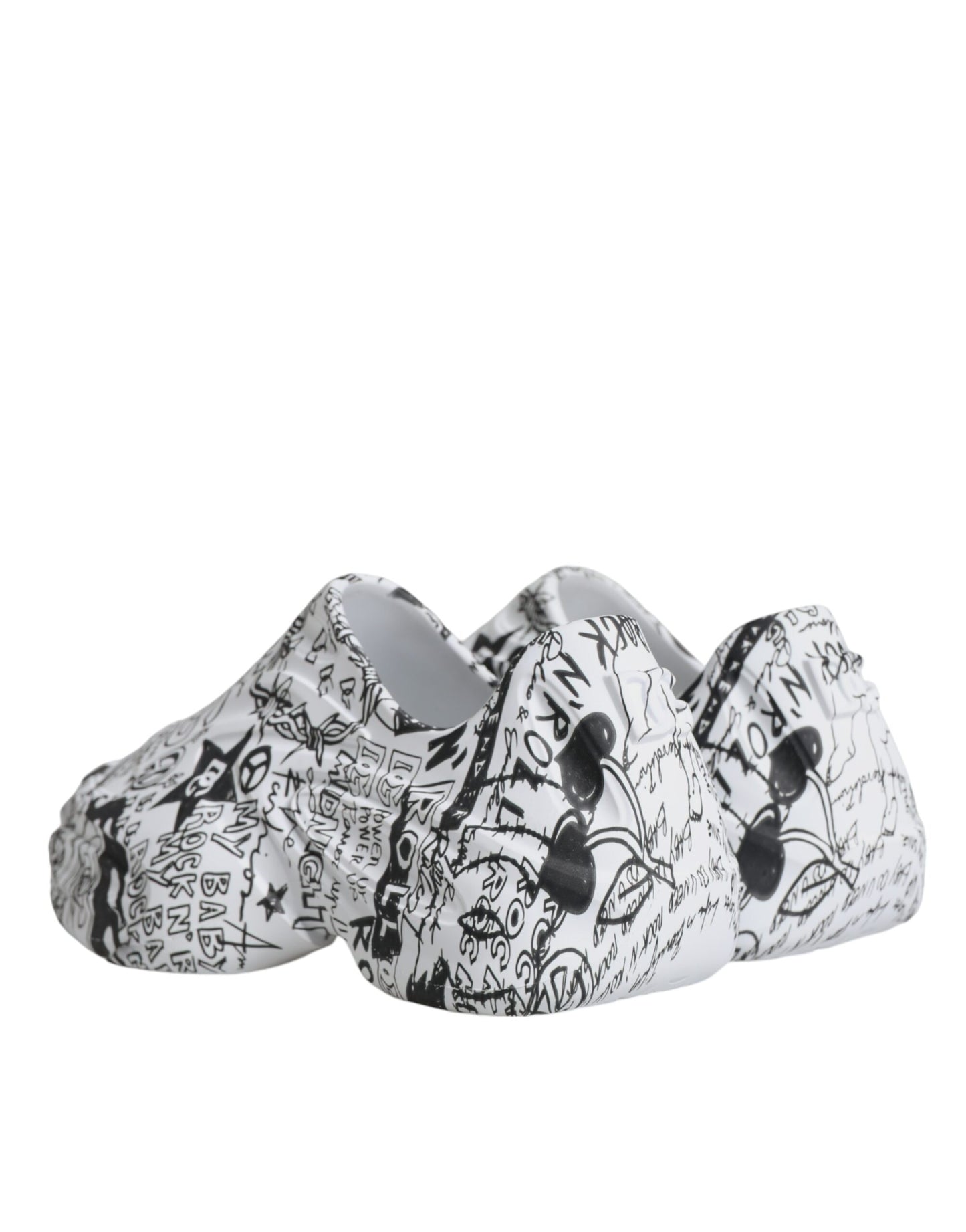 Dolce & Gabbana White Black Graffiti Daymaster Sneakers Shoes Curated Luxury Accessories by Orvyn