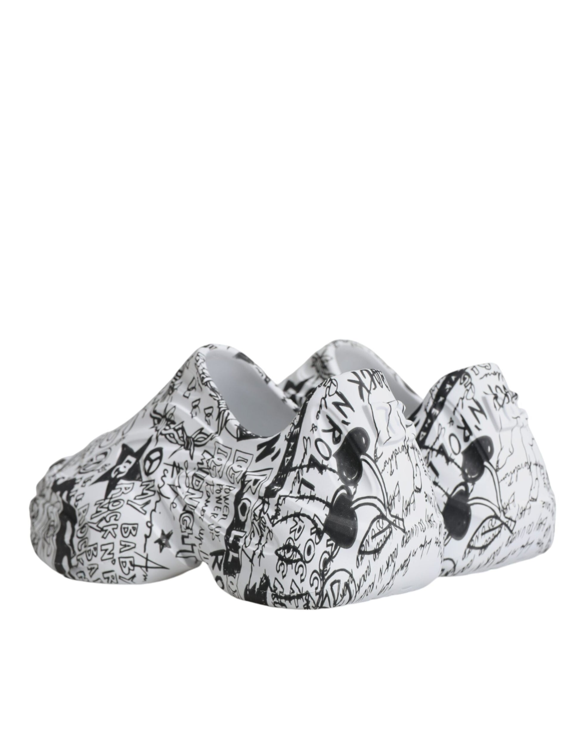 Dolce & Gabbana White Black Graffiti Daymaster Sneakers Shoes Curated Luxury Accessories by Orvyn