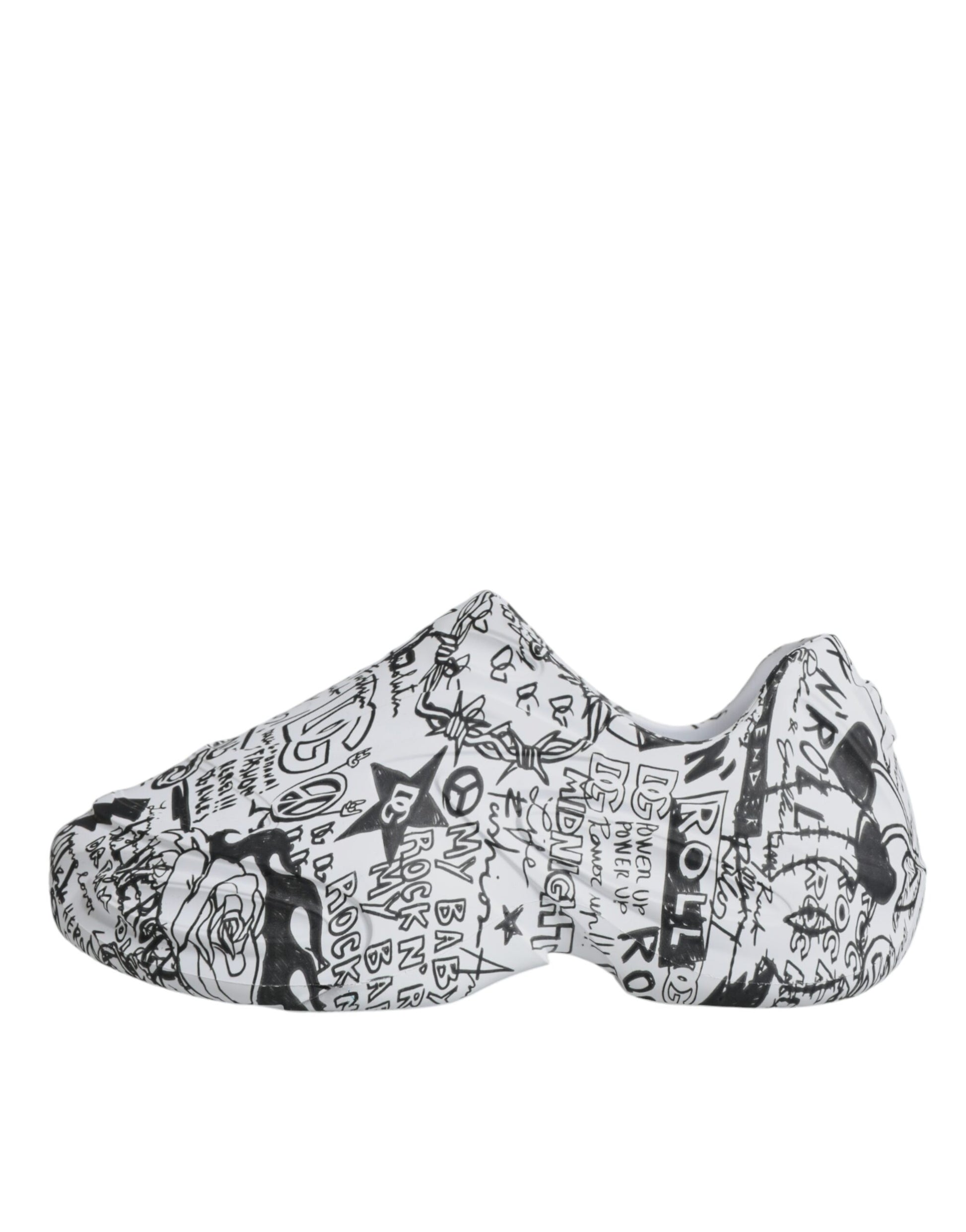 Dolce & Gabbana White Black Graffiti Daymaster Sneakers Shoes Curated Luxury Accessories by Orvyn