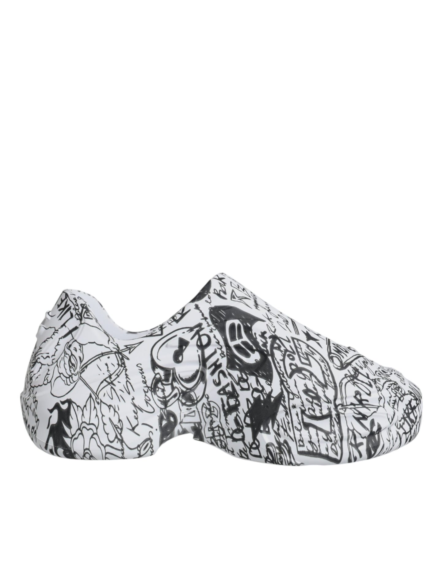 Dolce & Gabbana White Black Graffiti Daymaster Sneakers Shoes Curated Luxury Accessories by Orvyn