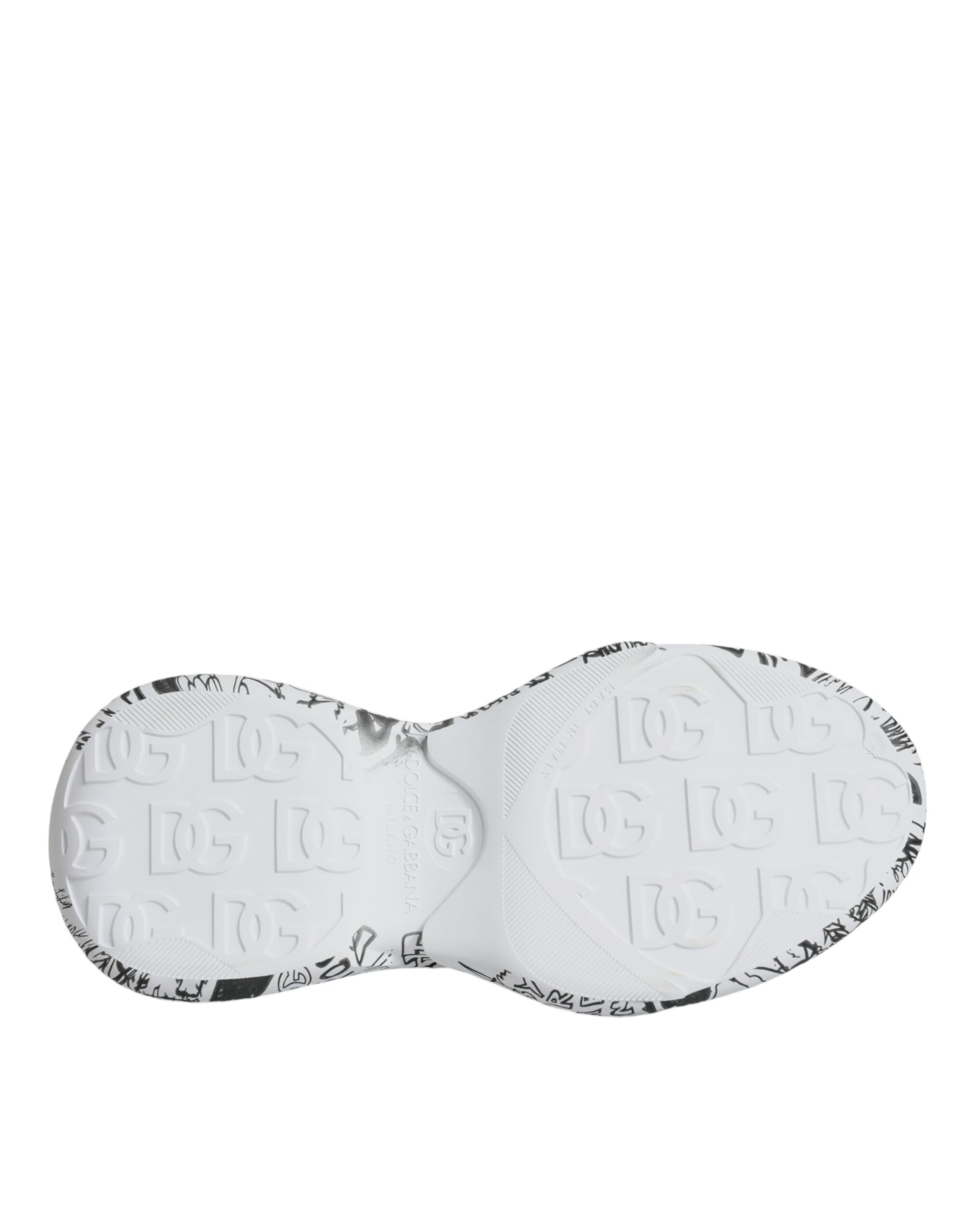 Dolce & Gabbana White Black Graffiti Daymaster Sneakers Shoes Curated Luxury Accessories by Orvyn