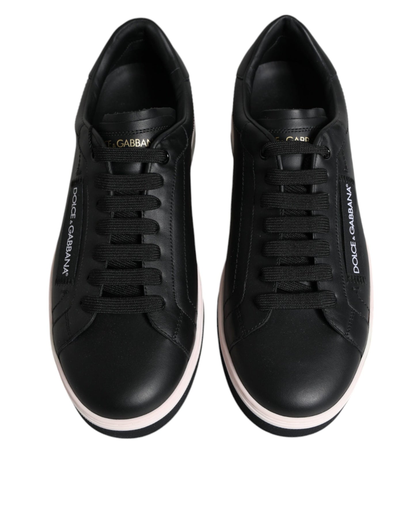 Dolce & Gabbana Black Leather Low Top Men Sneakers Shoes Curated Luxury Accessories by Orvyn