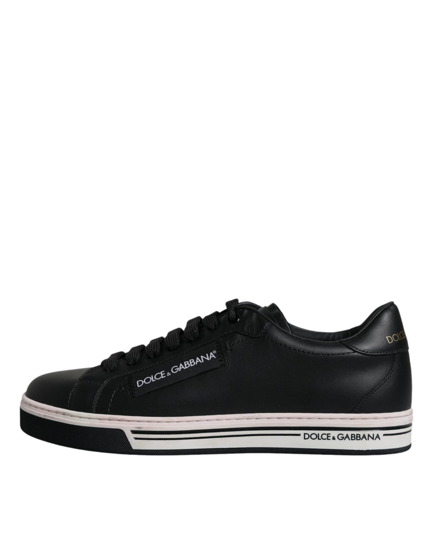 Dolce & Gabbana Black Leather Low Top Men Sneakers Shoes Curated Luxury Accessories by Orvyn