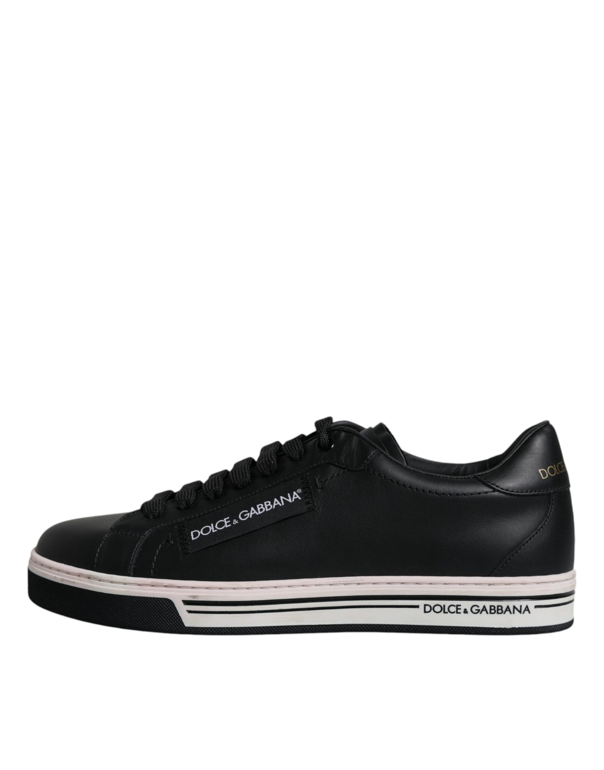 Dolce & Gabbana Black Leather Low Top Men Sneakers Shoes Curated Luxury Accessories by Orvyn
