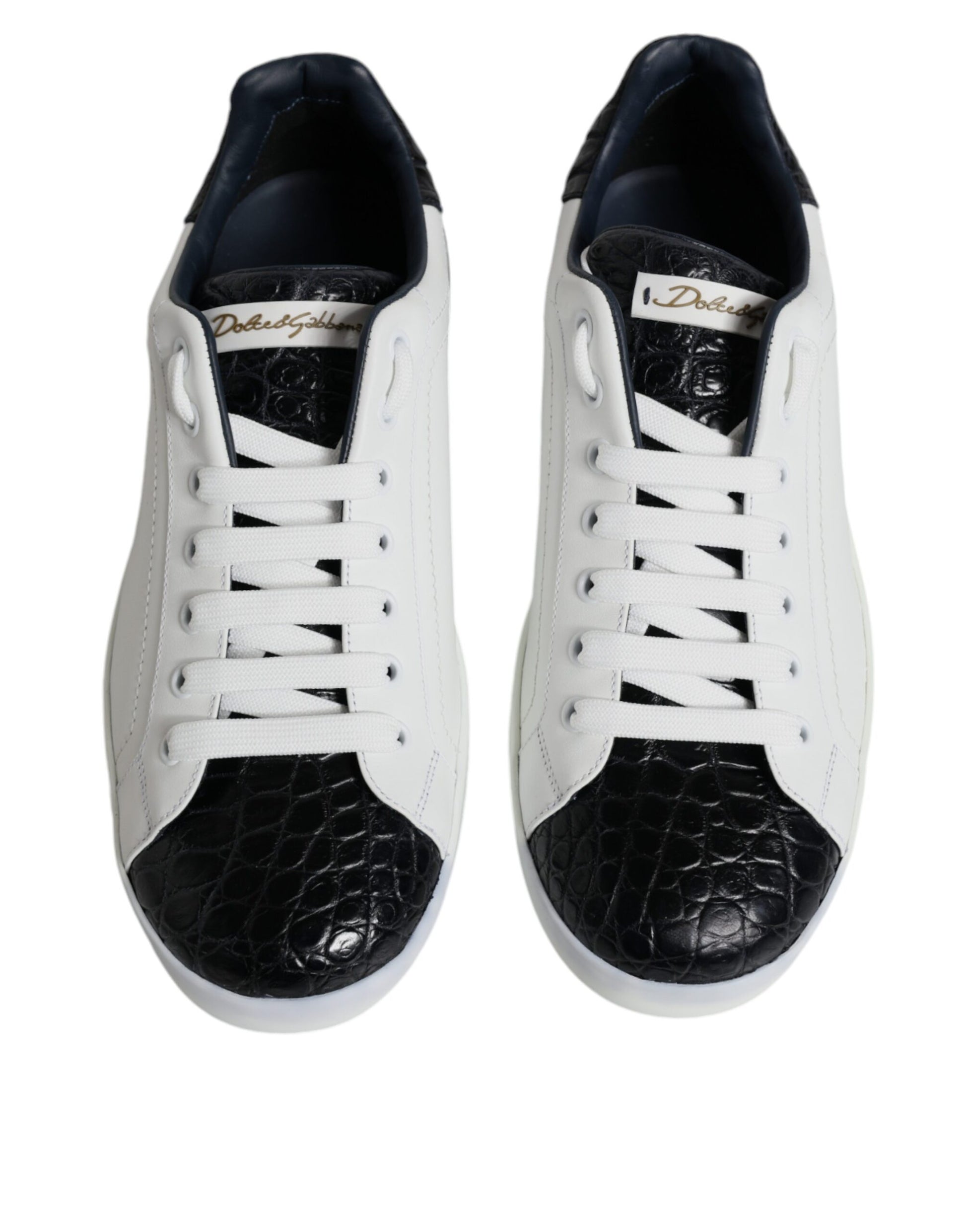 Dolce & Gabbana White Leather Logo Portofino Sneaker Shoes Curated Luxury Accessories by Orvyn