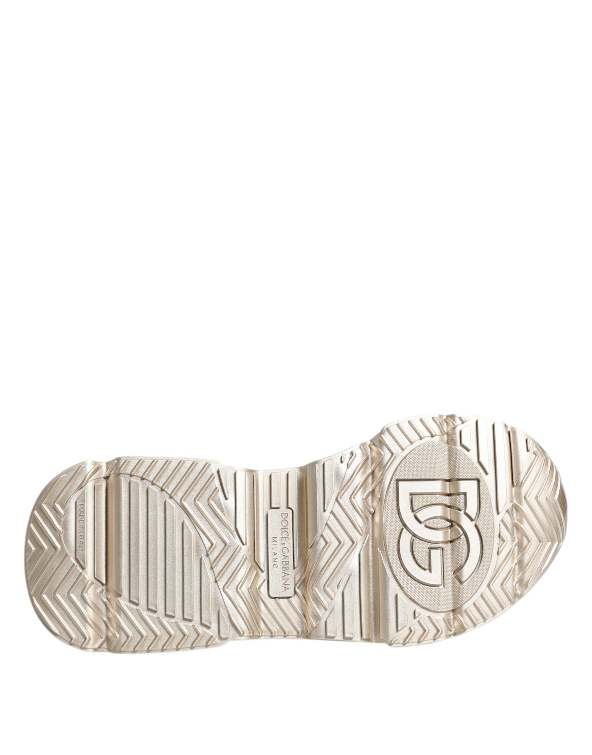 Dolce & Gabbana Gold Sequin Iridiscent Daymaster Sneakers Shoes Curated Luxury Accessories by Orvyn
