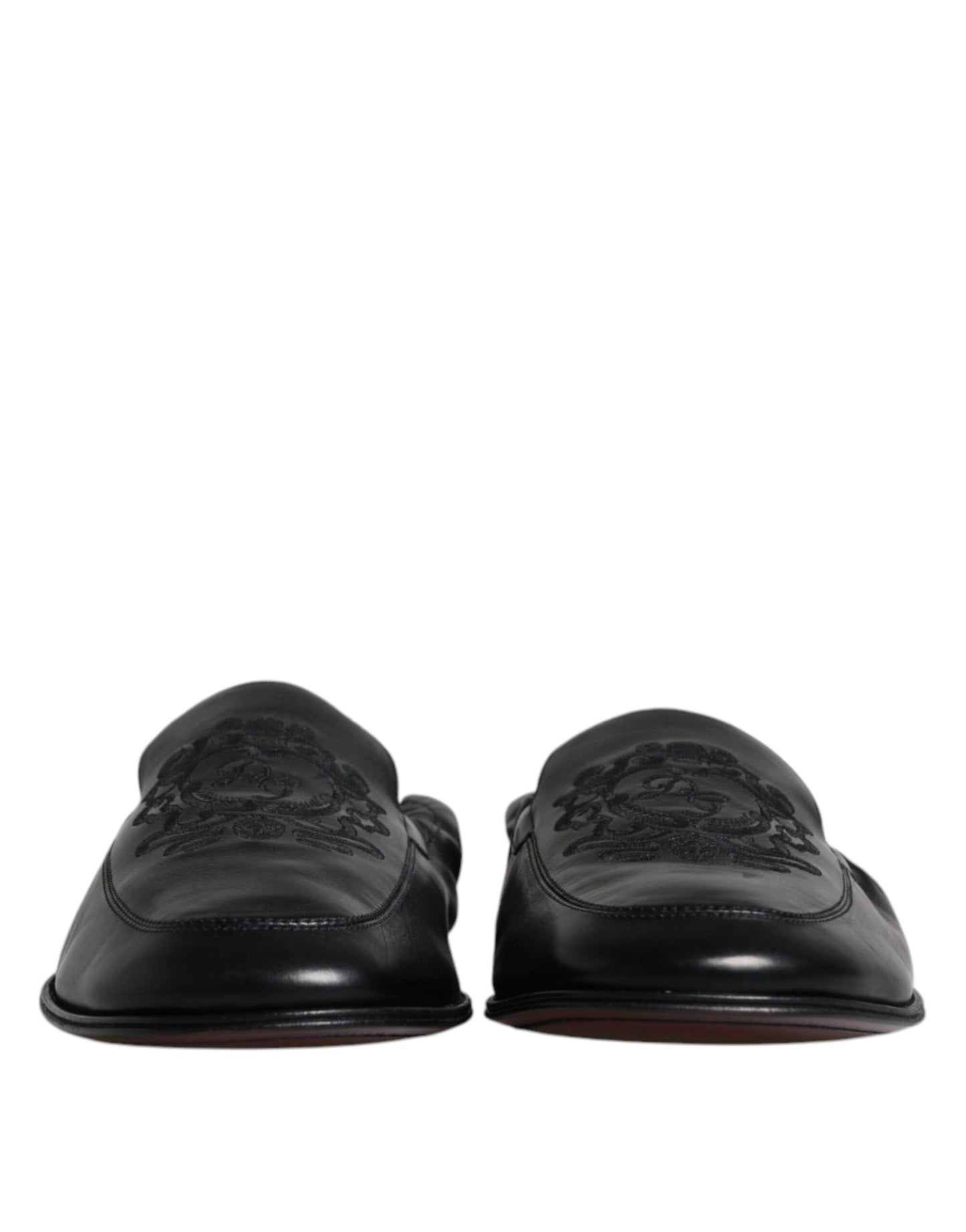 Dolce & Gabbana Black Logo Embroidered Leather Loafer Men Dress Shoes Curated Luxury Accessories by Orvyn