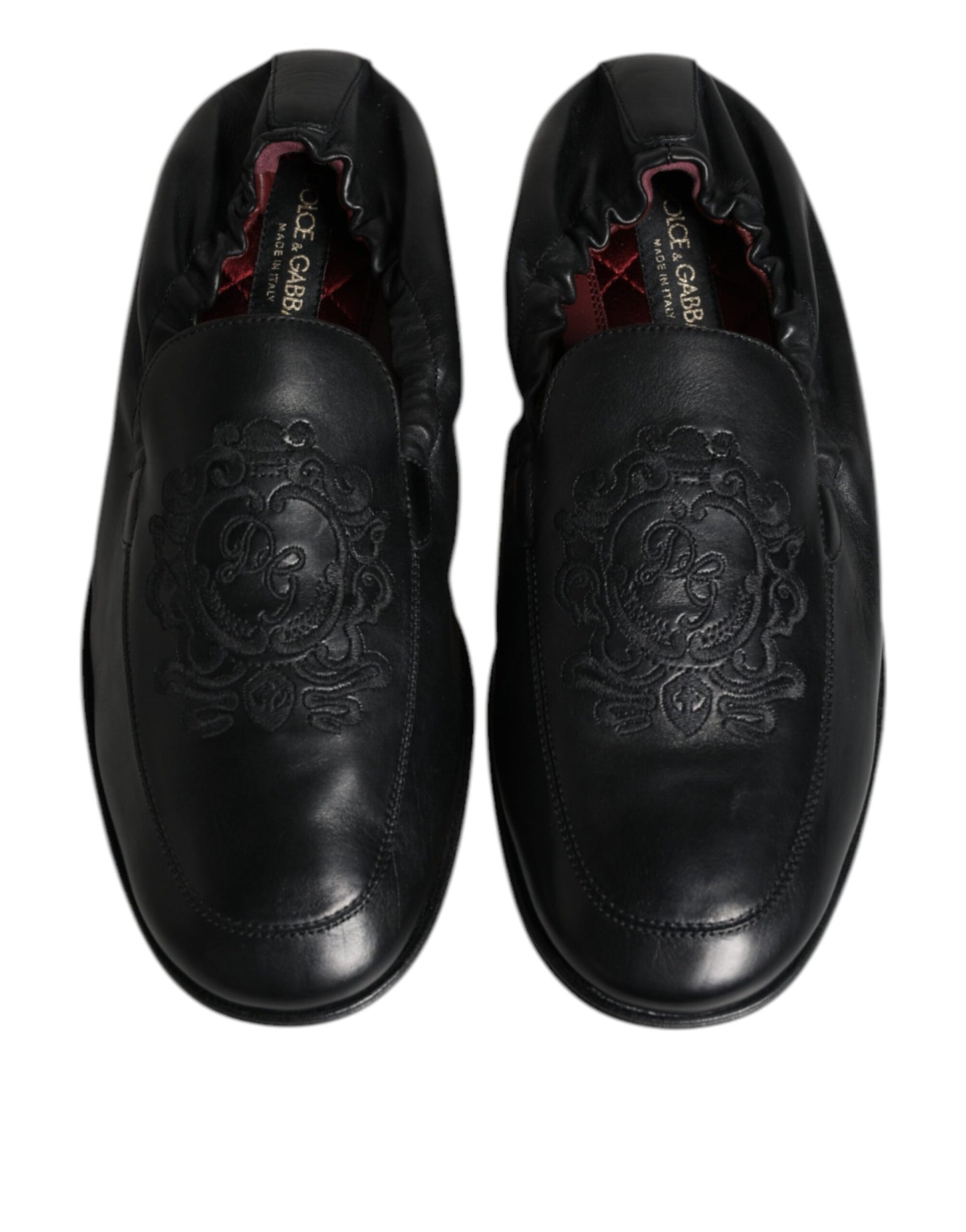 Dolce & Gabbana Black Logo Embroidered Leather Loafer Men Dress Shoes Curated Luxury Accessories by Orvyn