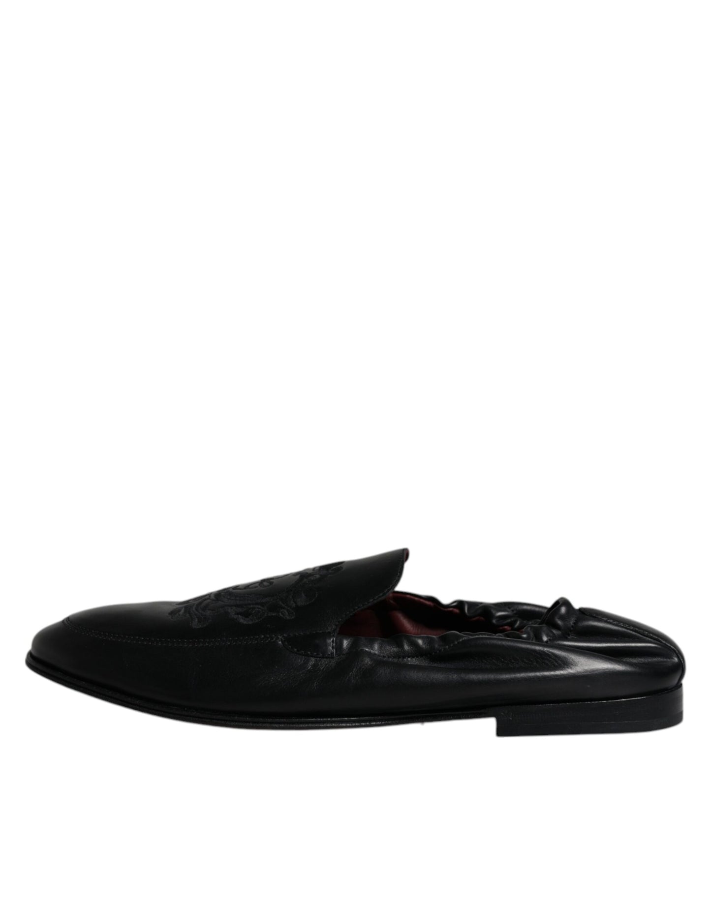 Dolce & Gabbana Black Logo Embroidered Leather Loafer Men Dress Shoes Curated Luxury Accessories by Orvyn