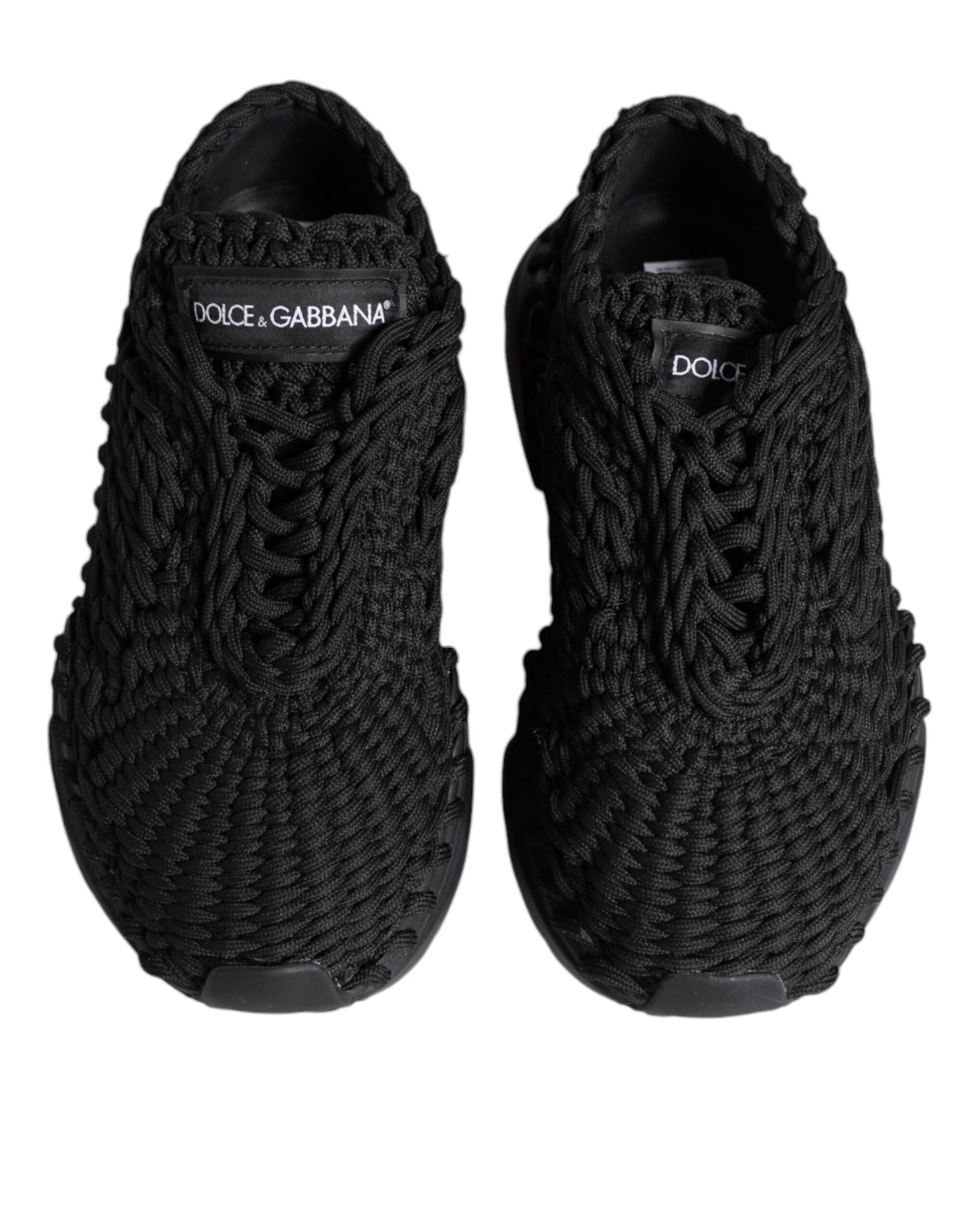 Dolce & Gabbana Black Knitted Daymaster Sneakers Shoes Curated Luxury Accessories by Orvyn