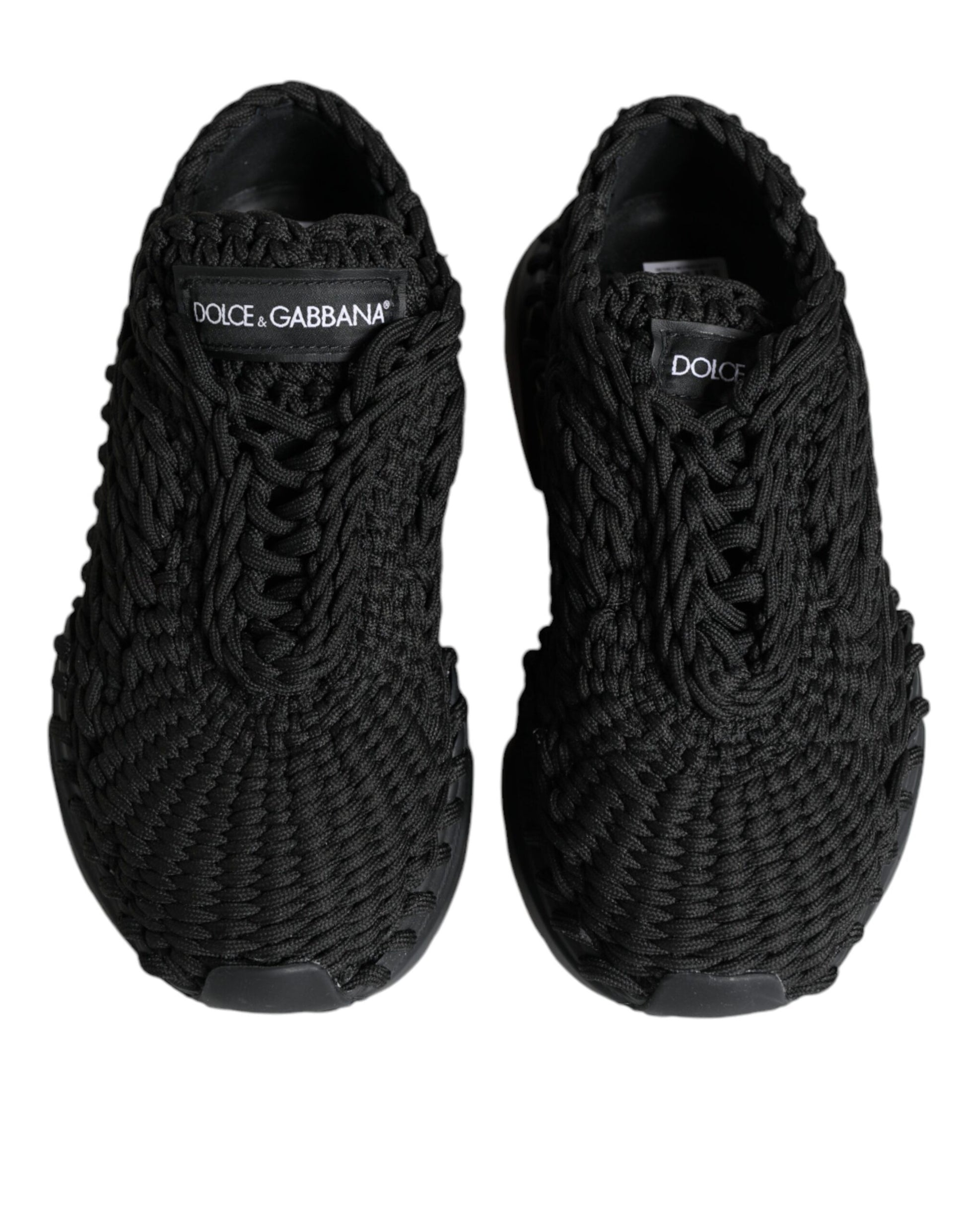 Dolce & Gabbana Black Knitted Daymaster Sneakers Shoes Curated Luxury Accessories by Orvyn