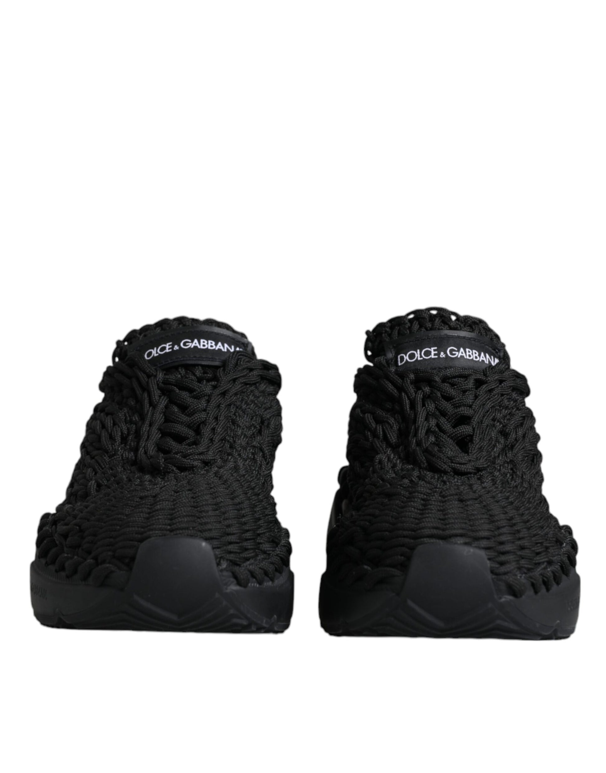 Dolce & Gabbana Black Knitted Daymaster Sneakers Shoes Curated Luxury Accessories by Orvyn