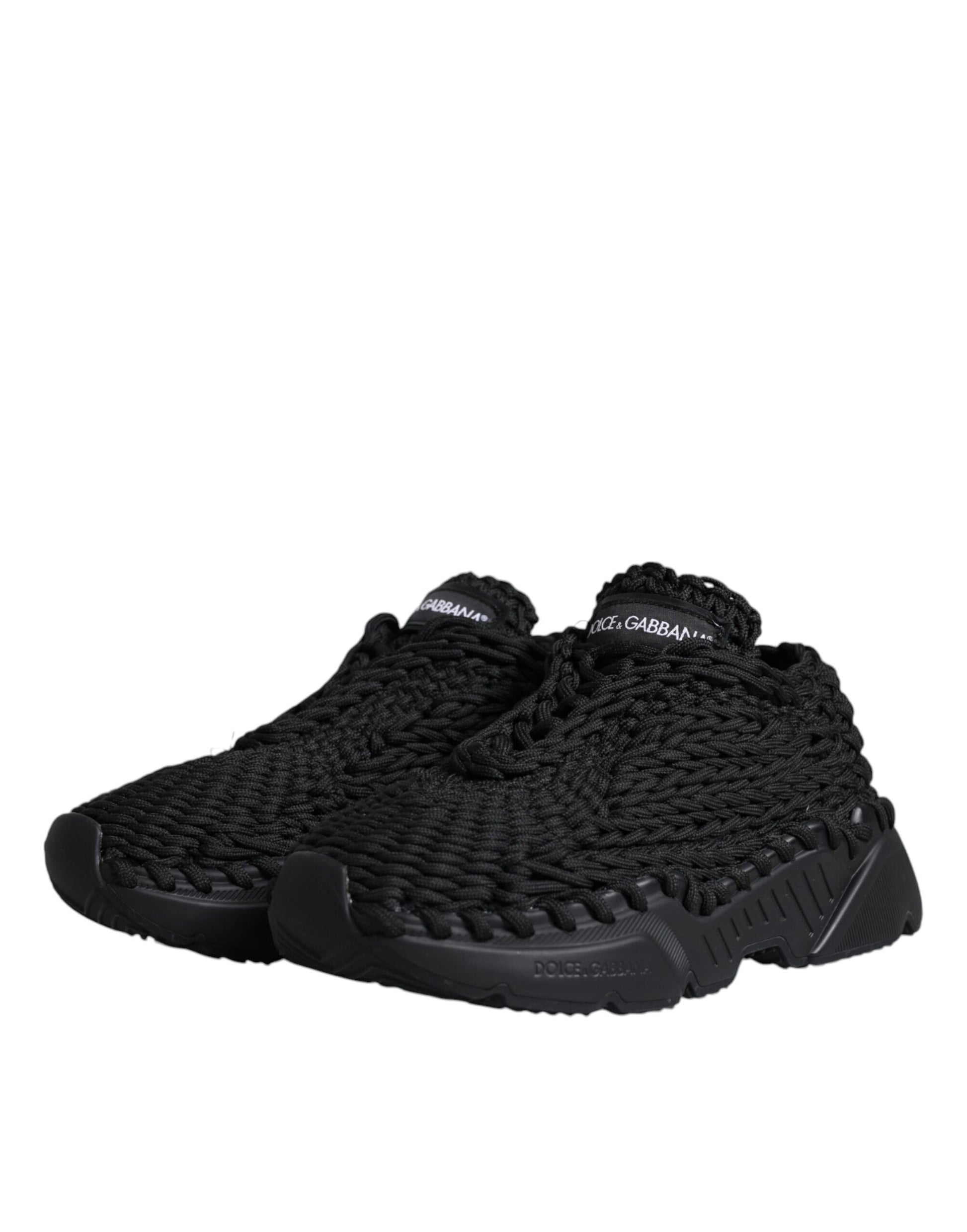Dolce & Gabbana Black Knitted Daymaster Sneakers Shoes Curated Luxury Accessories by Orvyn
