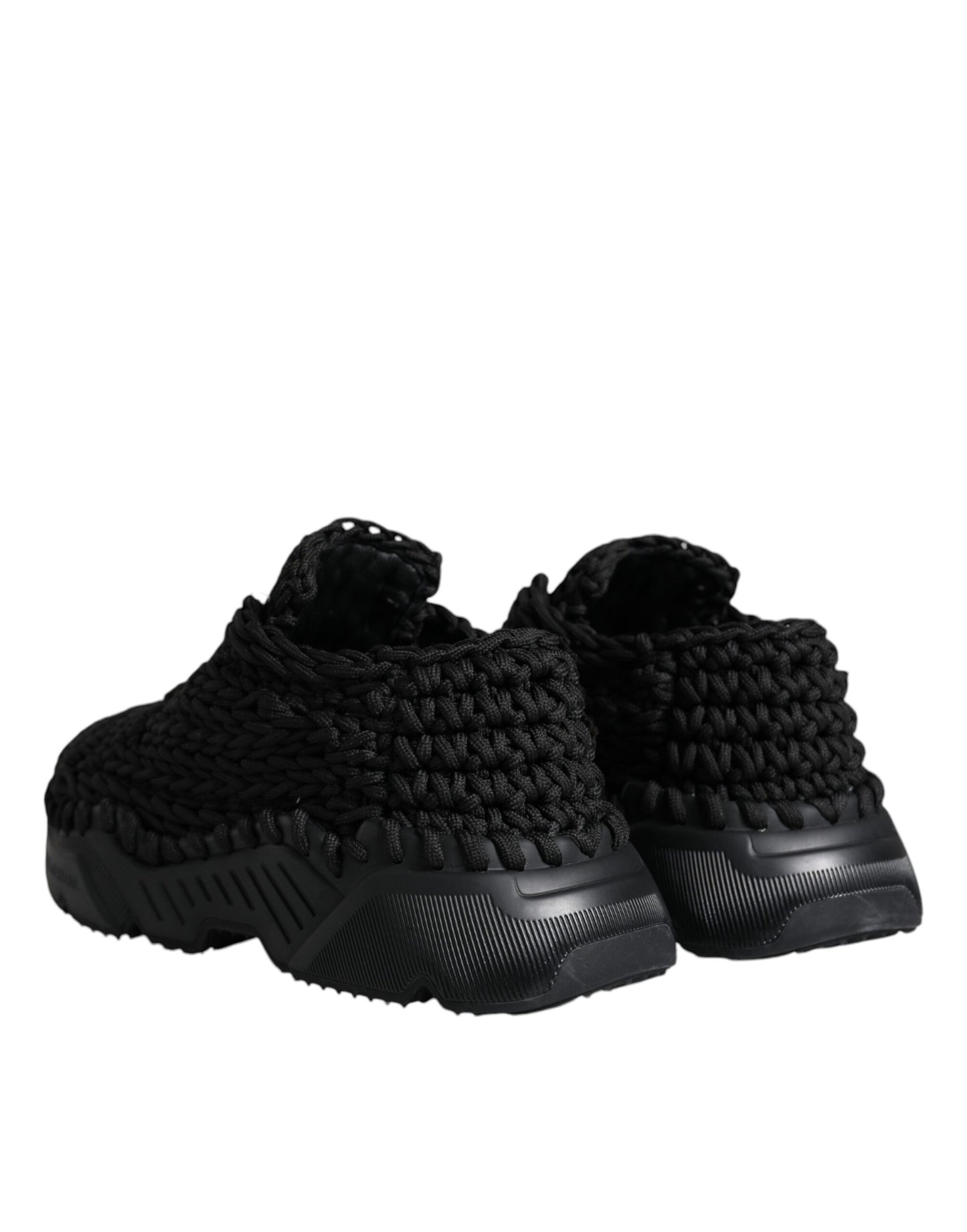 Dolce & Gabbana Black Knitted Daymaster Sneakers Shoes Curated Luxury Accessories by Orvyn