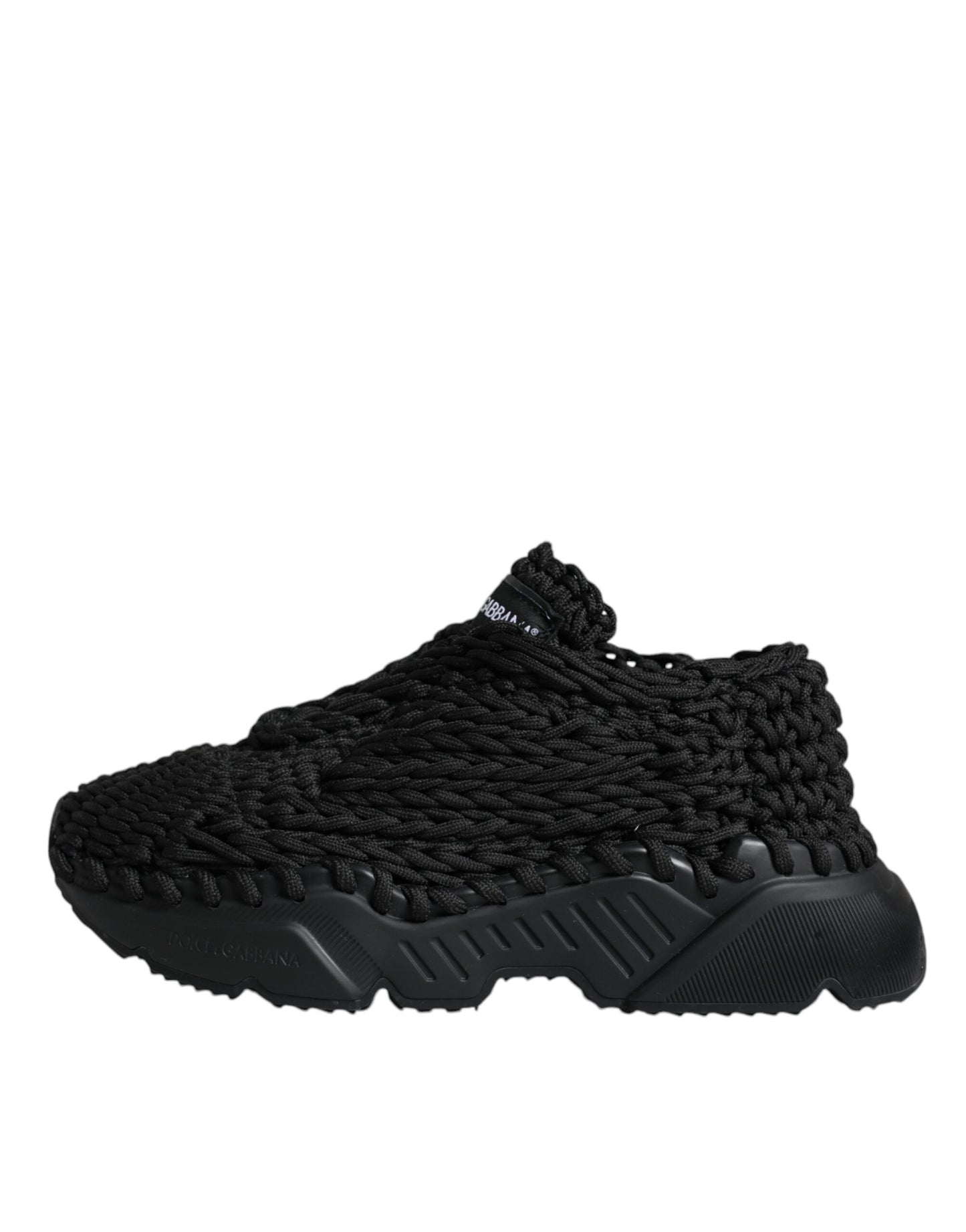 Dolce & Gabbana Black Knitted Daymaster Sneakers Shoes Curated Luxury Accessories by Orvyn