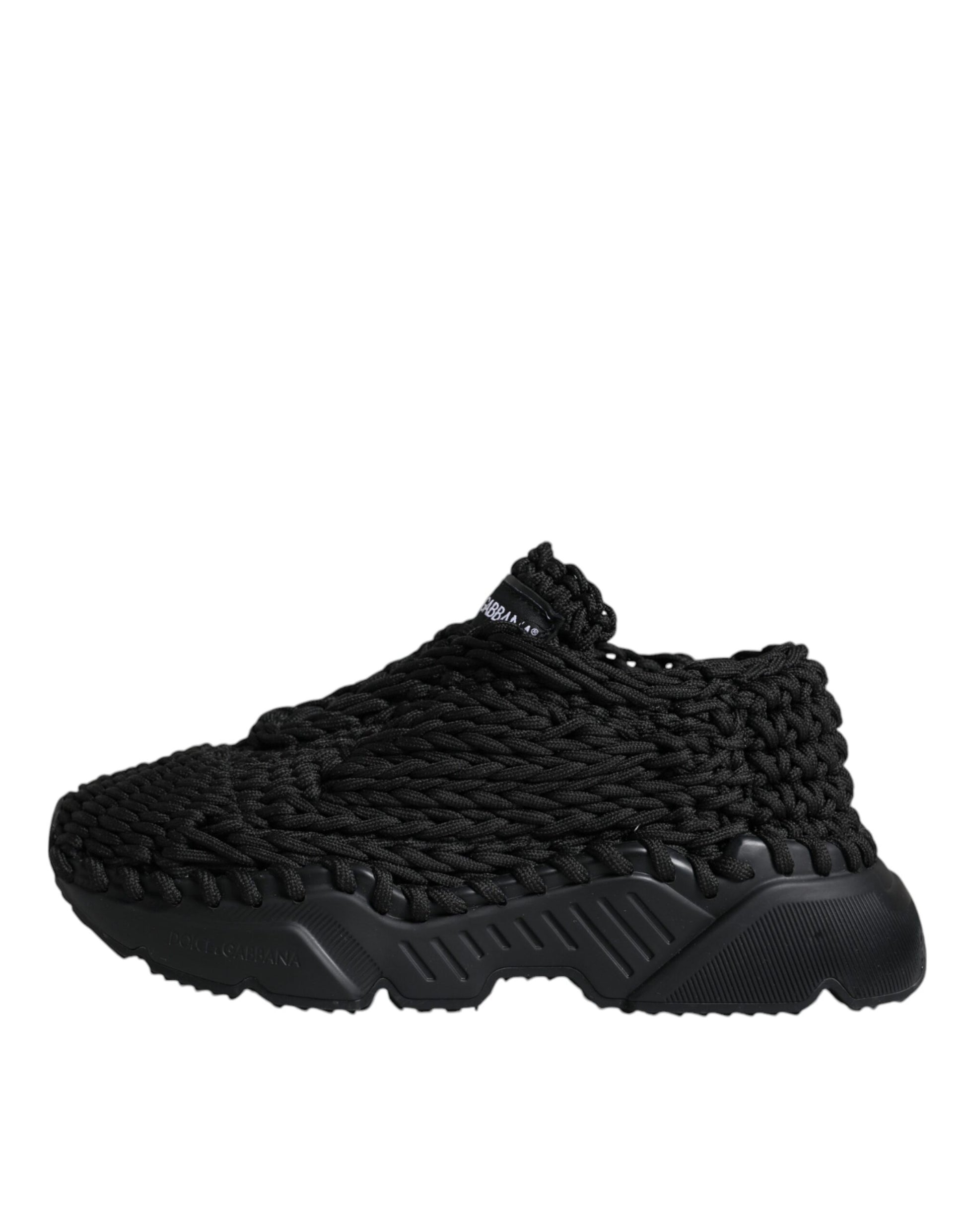 Dolce & Gabbana Black Knitted Daymaster Sneakers Shoes Curated Luxury Accessories by Orvyn