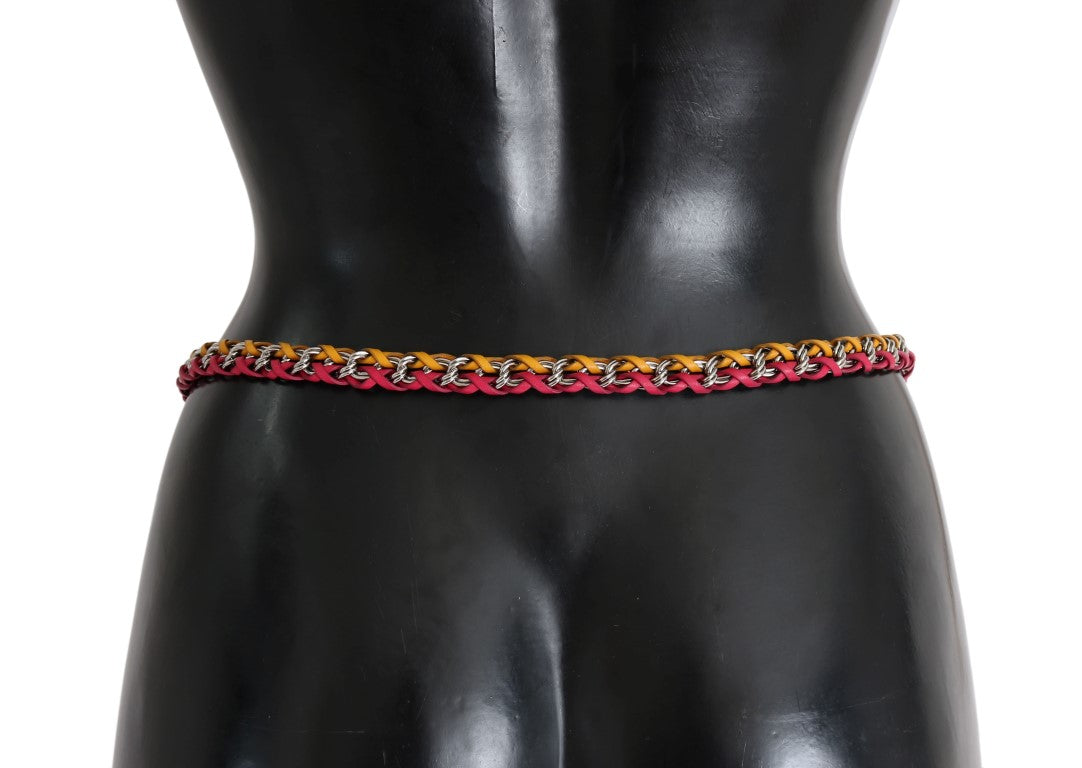 Dolce & Gabbana Red Yellow Leather Crystal Belt rot