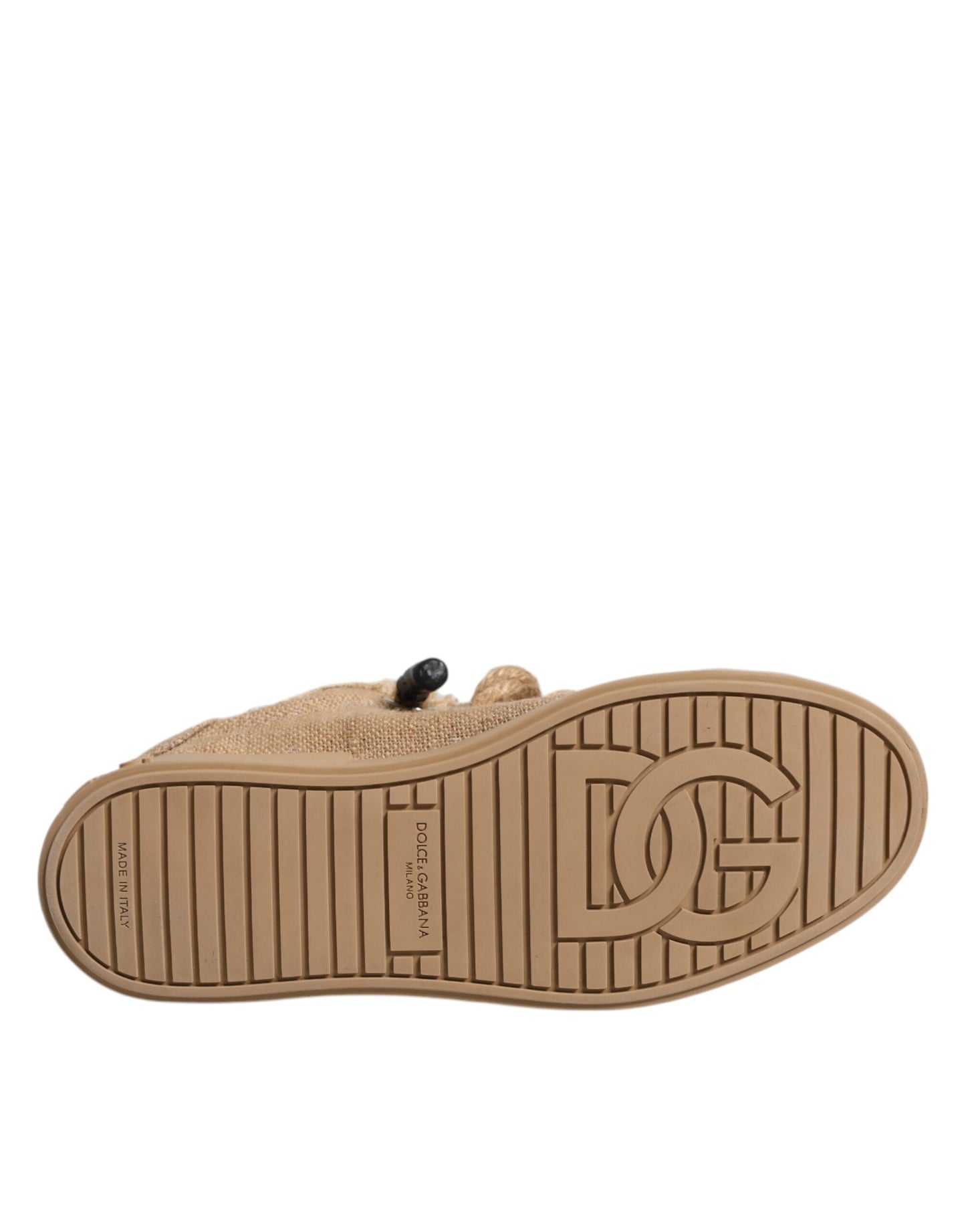 Dolce & Gabbana Brown Jute Fabric Low Top Men Sneakers Shoes Curated Luxury Accessories by Orvyn