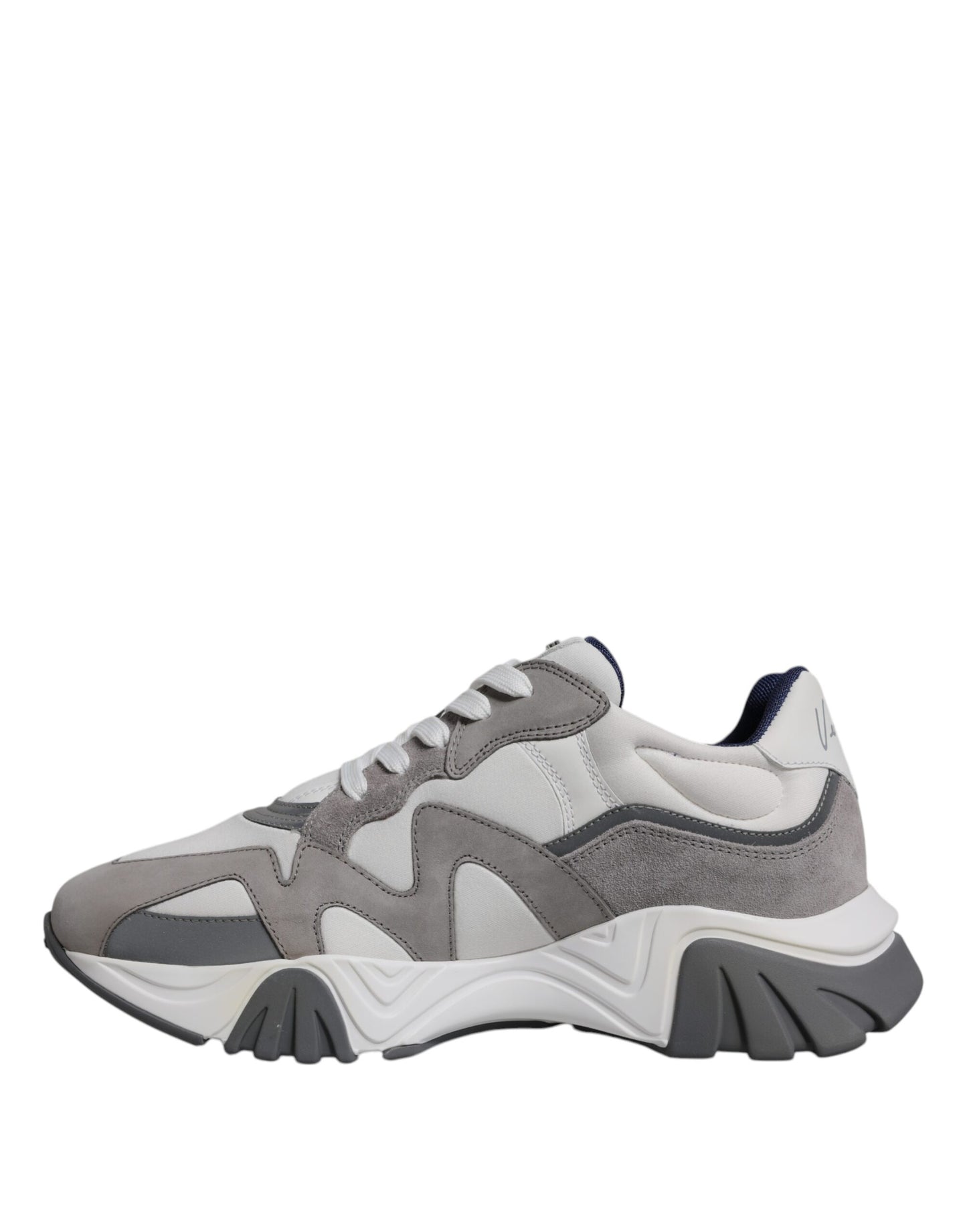 Versace Grey Leather Neoprene Chunky Low Top Squalo Sneakers Shoes Curated Luxury Accessories by Orvyn