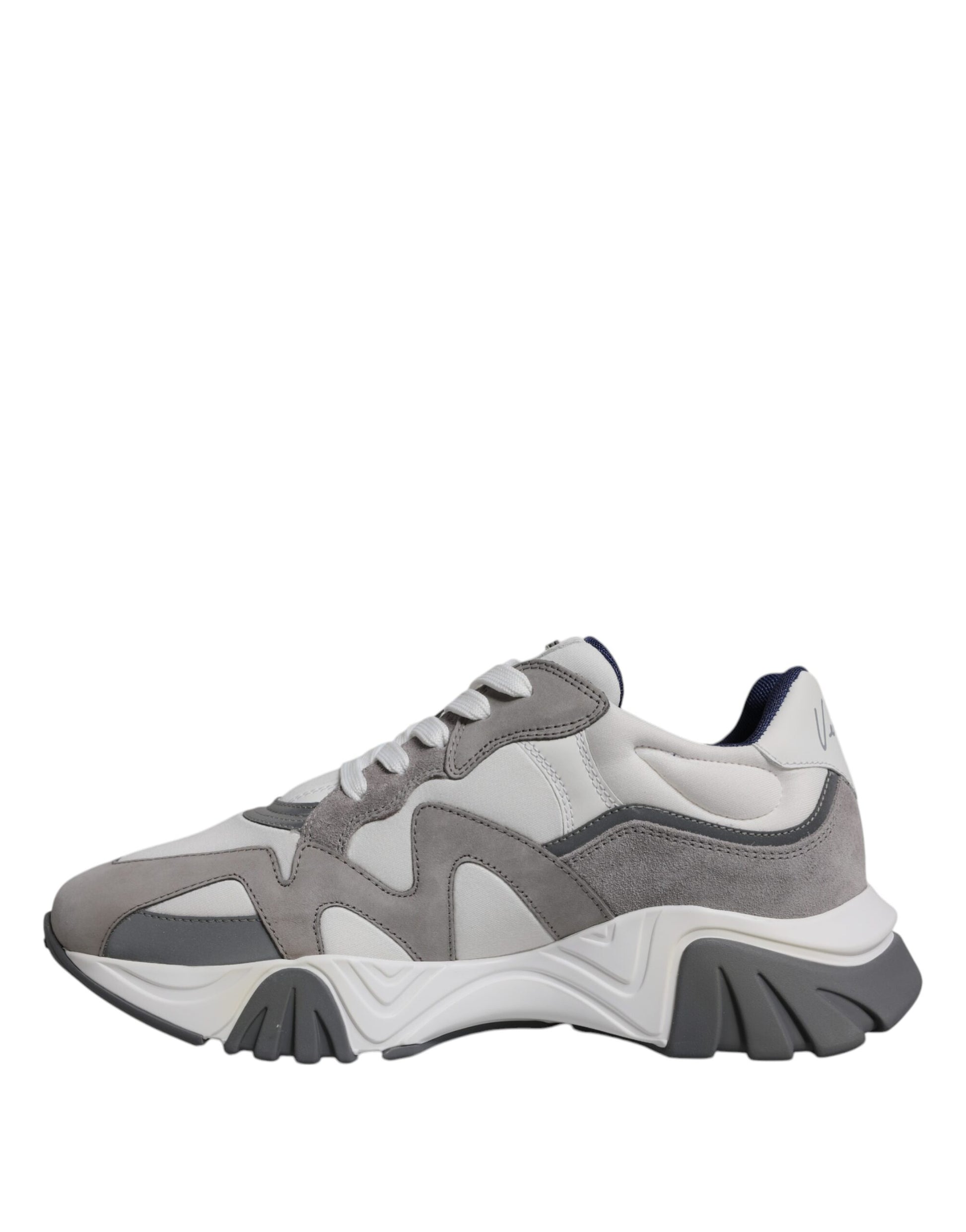 Versace Grey Leather Neoprene Chunky Low Top Squalo Sneakers Shoes Curated Luxury Accessories by Orvyn