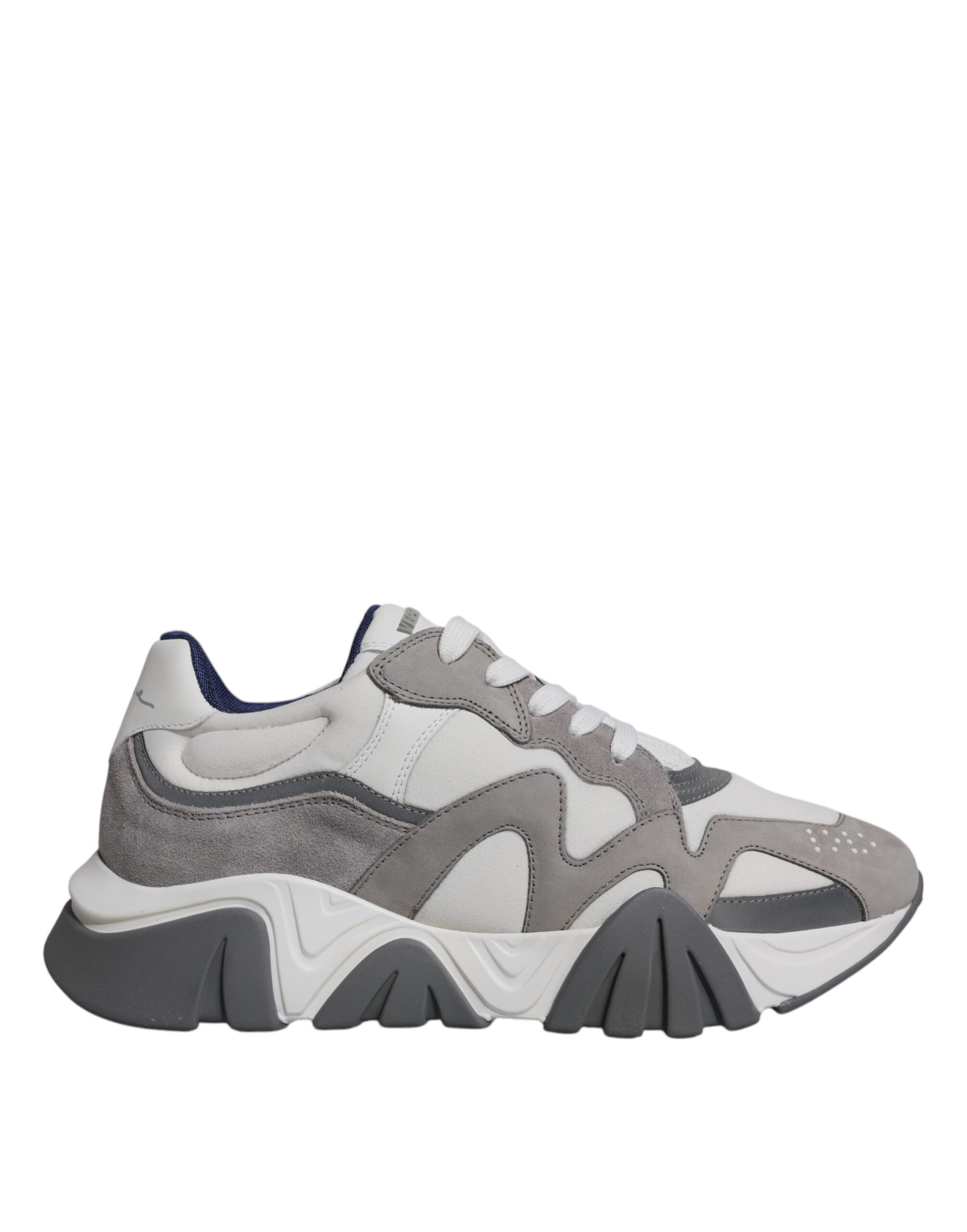 Versace Grey Leather Neoprene Chunky Low Top Squalo Sneakers Shoes Curated Luxury Accessories by Orvyn
