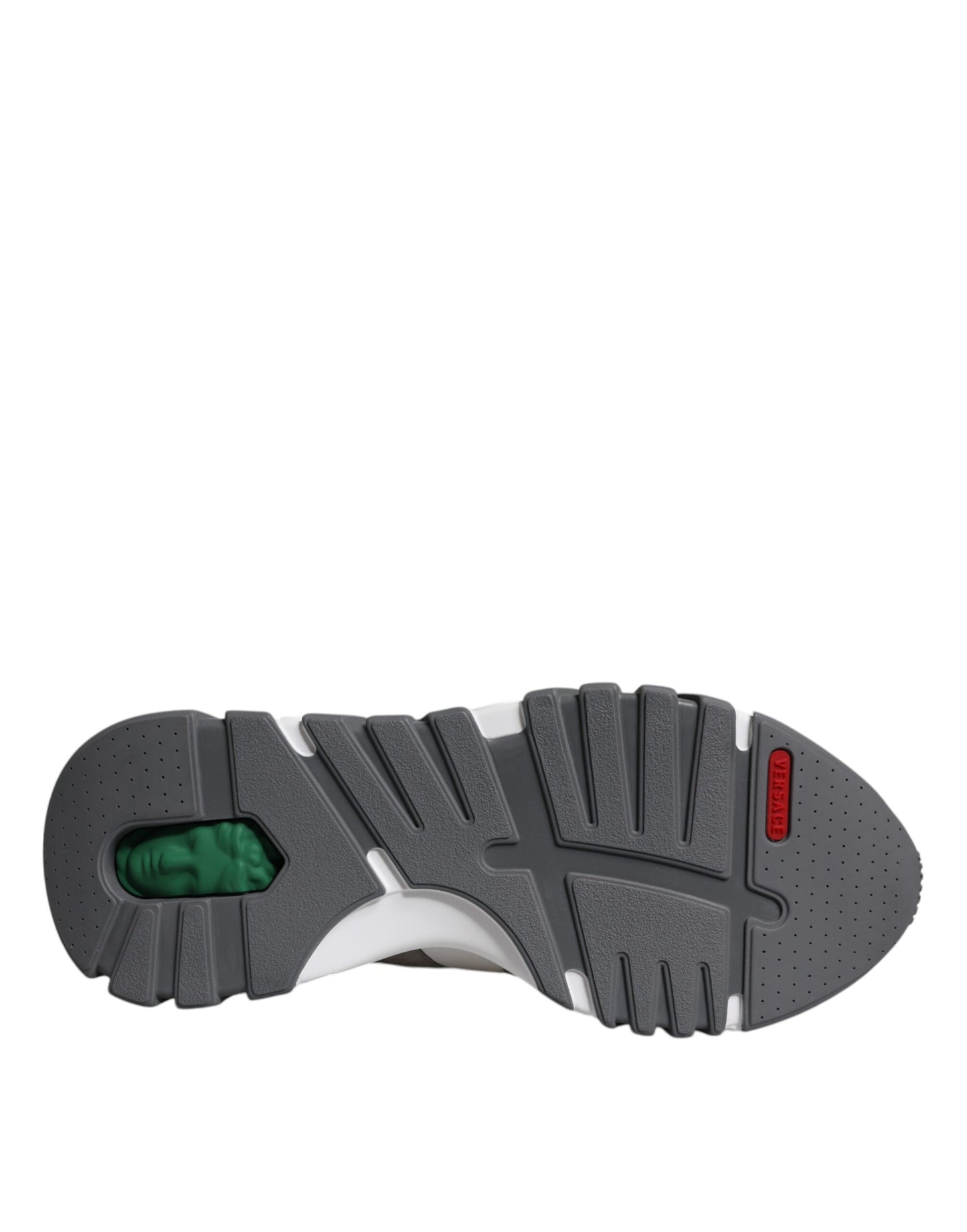 Versace Grey Leather Neoprene Chunky Low Top Squalo Sneakers Shoes Curated Luxury Accessories by Orvyn